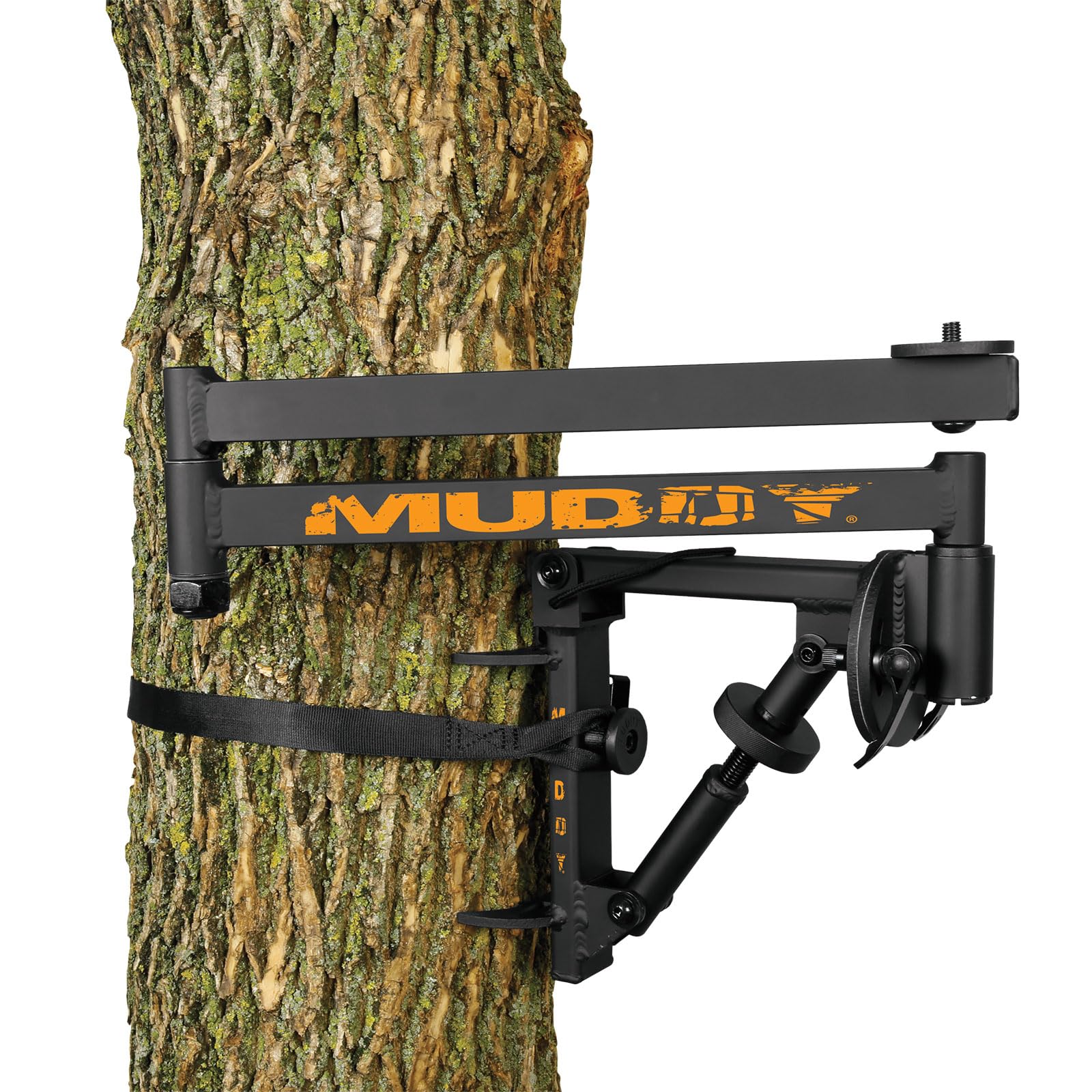 Camera Arm Muddy Outfitter with Steel Construction, 360-Degree Extension, Bubble Level, and Quick Release Lever Adjustments (Black)