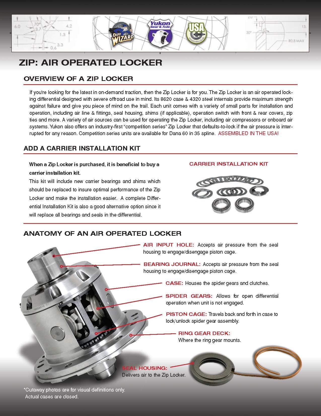 Ultimate Yukon 35 Axle Kit (YA M35W-2-30-ZIP) for C-Clip Axle with Zip Locker