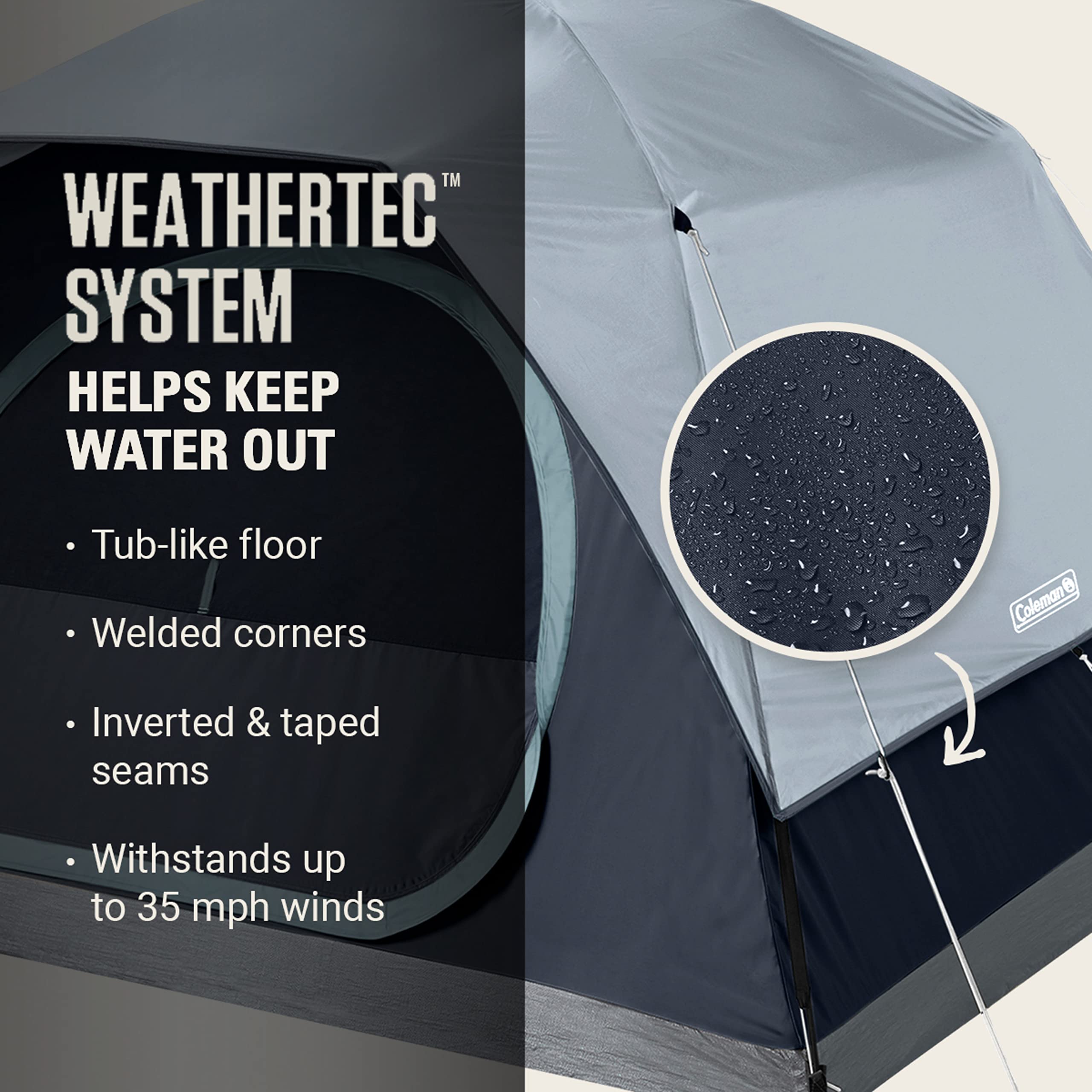 Coleman Camping Tent Skydome with LED Lights, Weatherproof 4/8 Person Family Tent Includes Pre-Attached Poles, Rainfly, Carry Bag, Ventilation and LED Lighting System, Sets Up in 5 Minutes