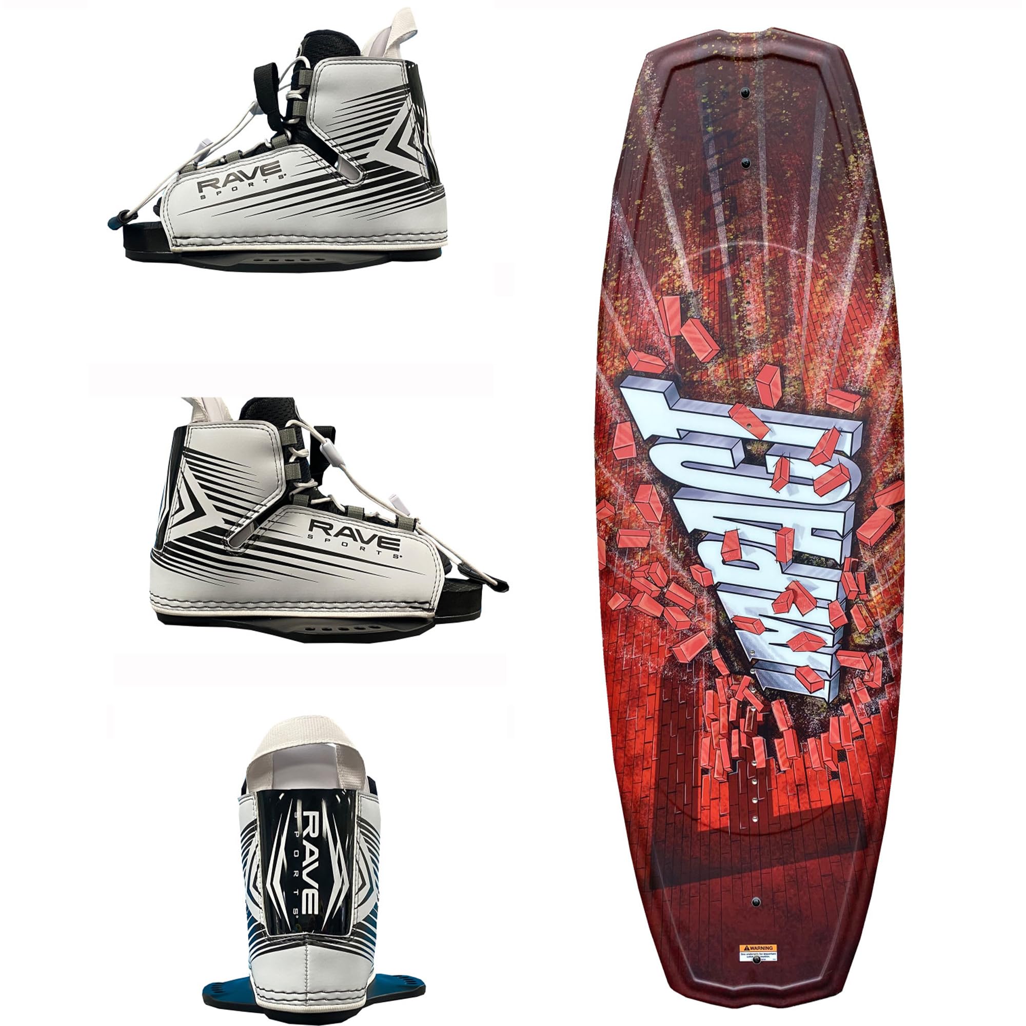 Rave Sports Charger Boots with Impact Wakeboard, Orange/Blk (PV1802677)