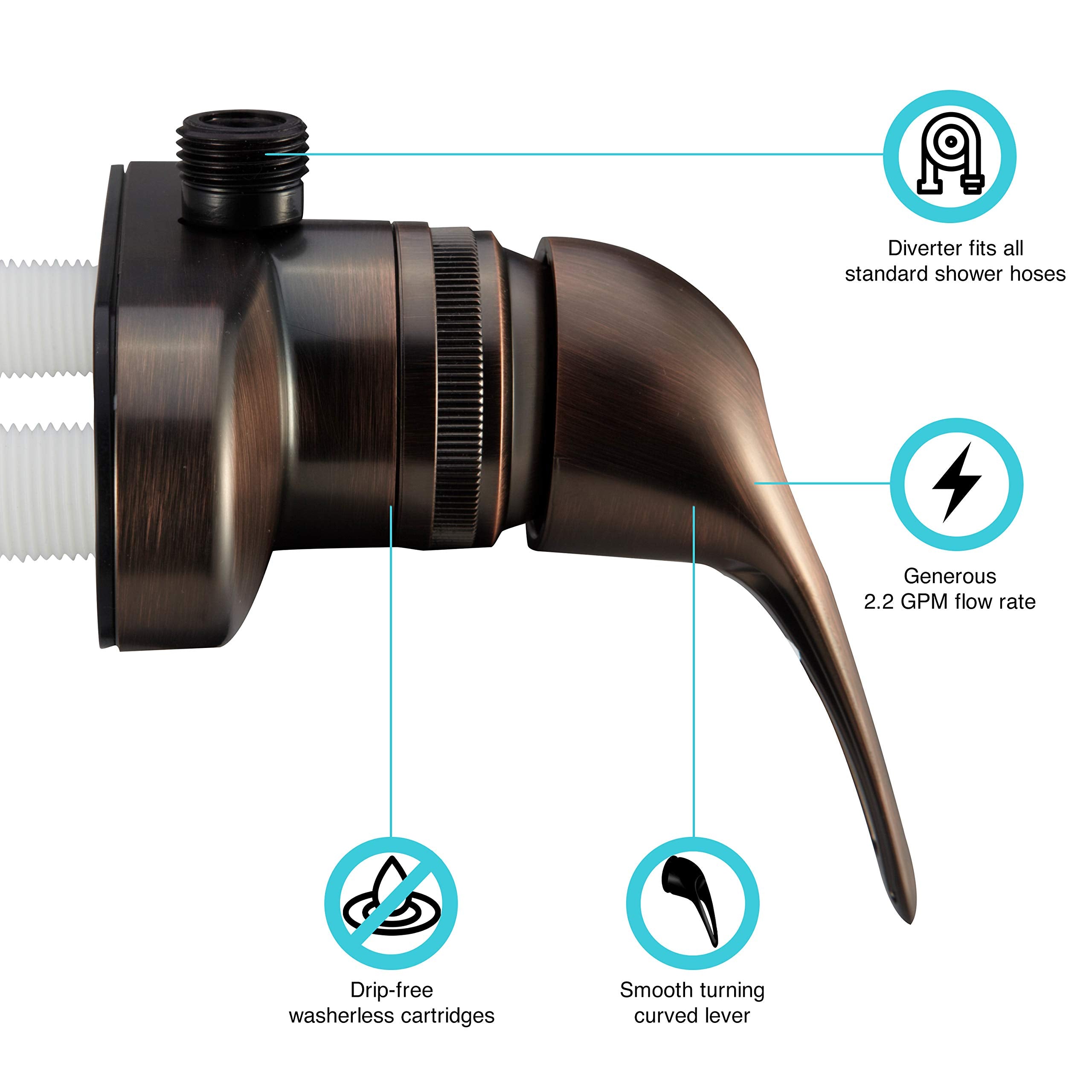 Dura Faucet RV Shower Faucet Valve Diverter DF-SA150-ORB (Oil Rubbed Bronze)