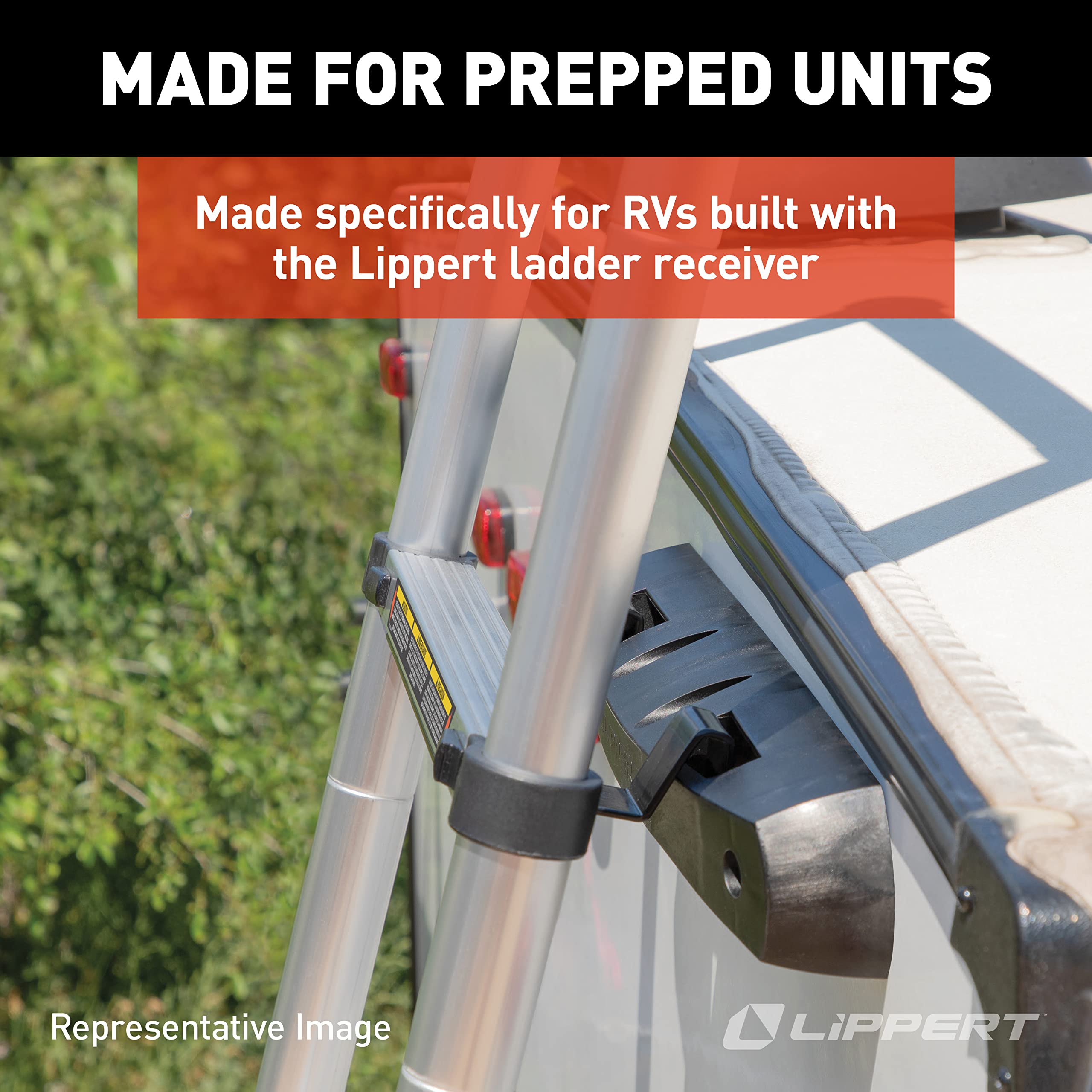 Lippert Portable On-The-Go Telescoping RV Ladder - 14.5' — Enhanced Stability and Safety - Retracts to 35.75" - Sturdy 330 lb. Capacity - Compatible with Lippert Ladder Receiver - 2021126697