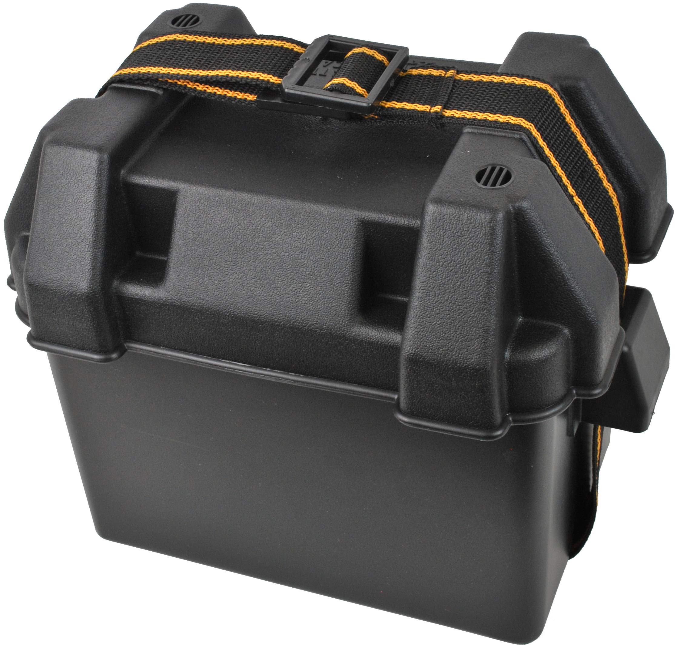 Attwood Small Battery Box 9082-1 with Mounting Kit and Strap, Fits Series 16 and U1 Batteries, Black