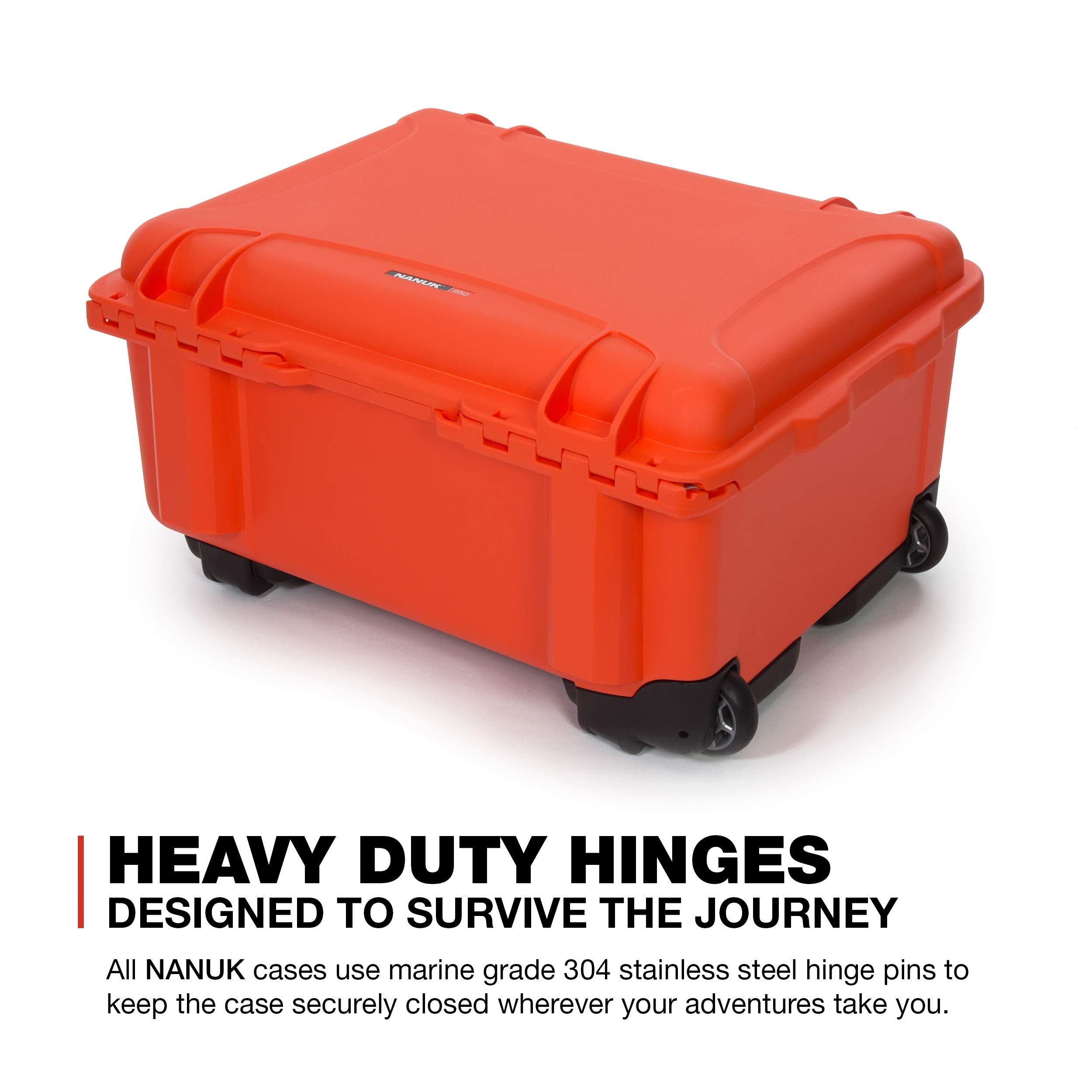 950 Nanuk Waterproof Hard Case for Pistols 15UP w/Wheels - Orange