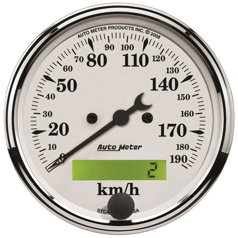 Auto Meter Old TYME 1688-M White Electric Programmable Speedometer