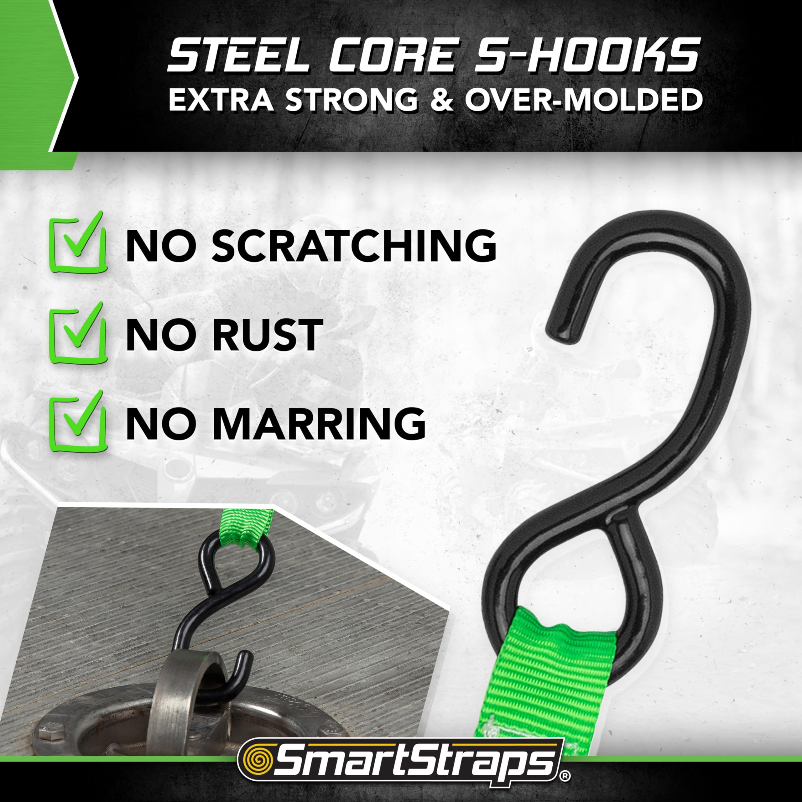 Ratchet Straps SmartStraps - 14ft GRN Premium RatchetX 4pk 1,500lb