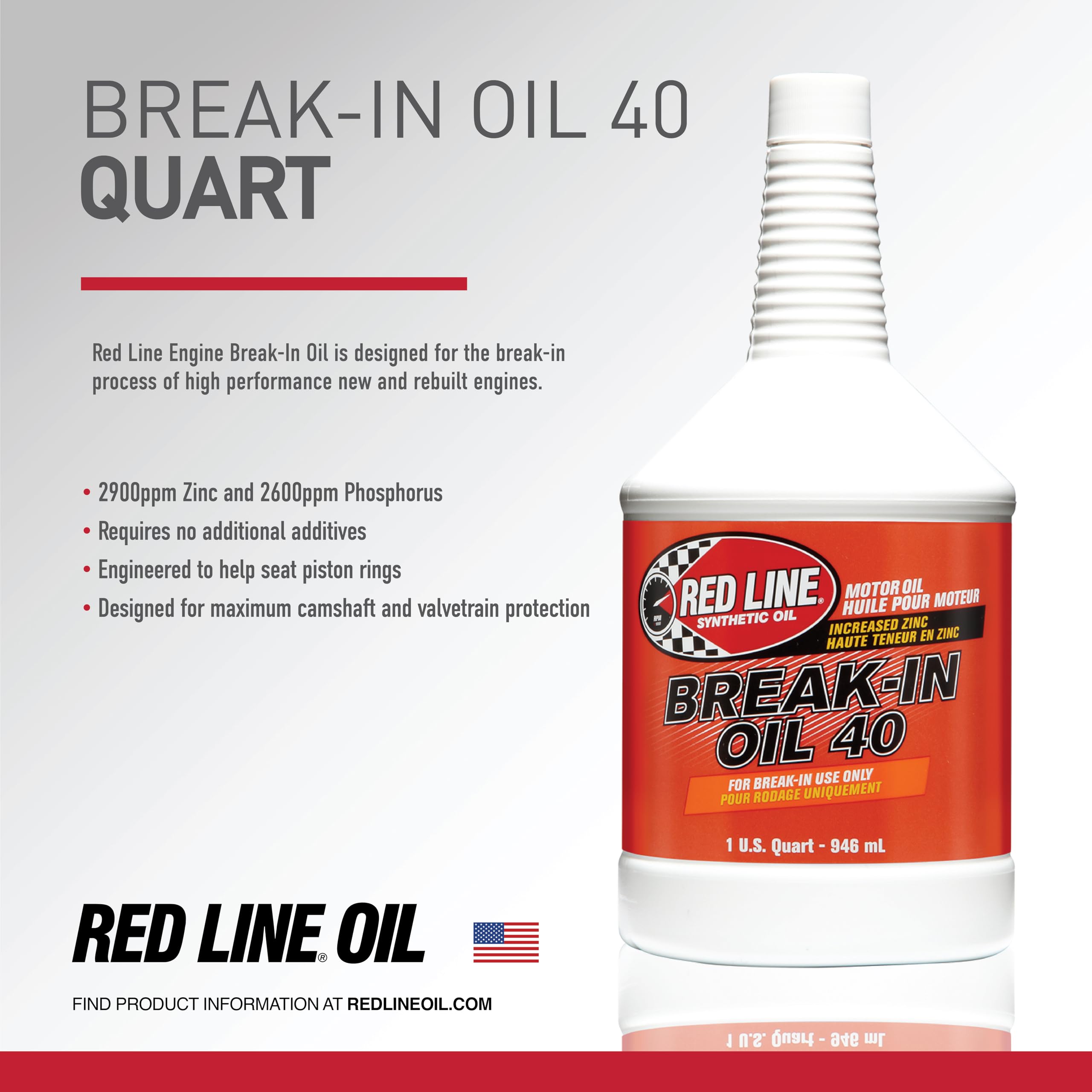 Break-In Oil Red Line 16004 40-1 Quart