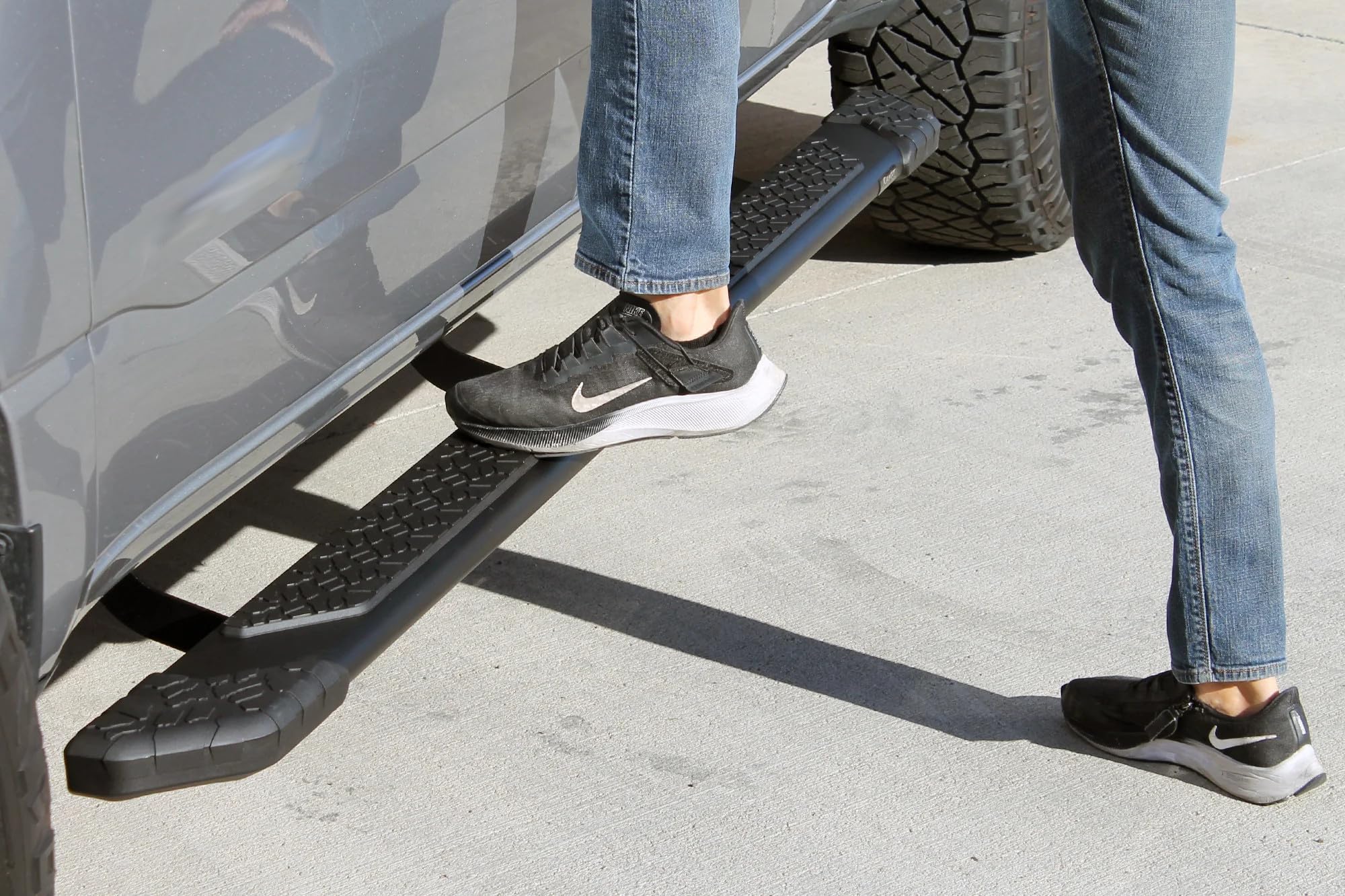 Running Boards Raptor Series Steps 5in Treadsteps Black Aluminum Compatible with New Body 2019-2026 1500 Crew Cab