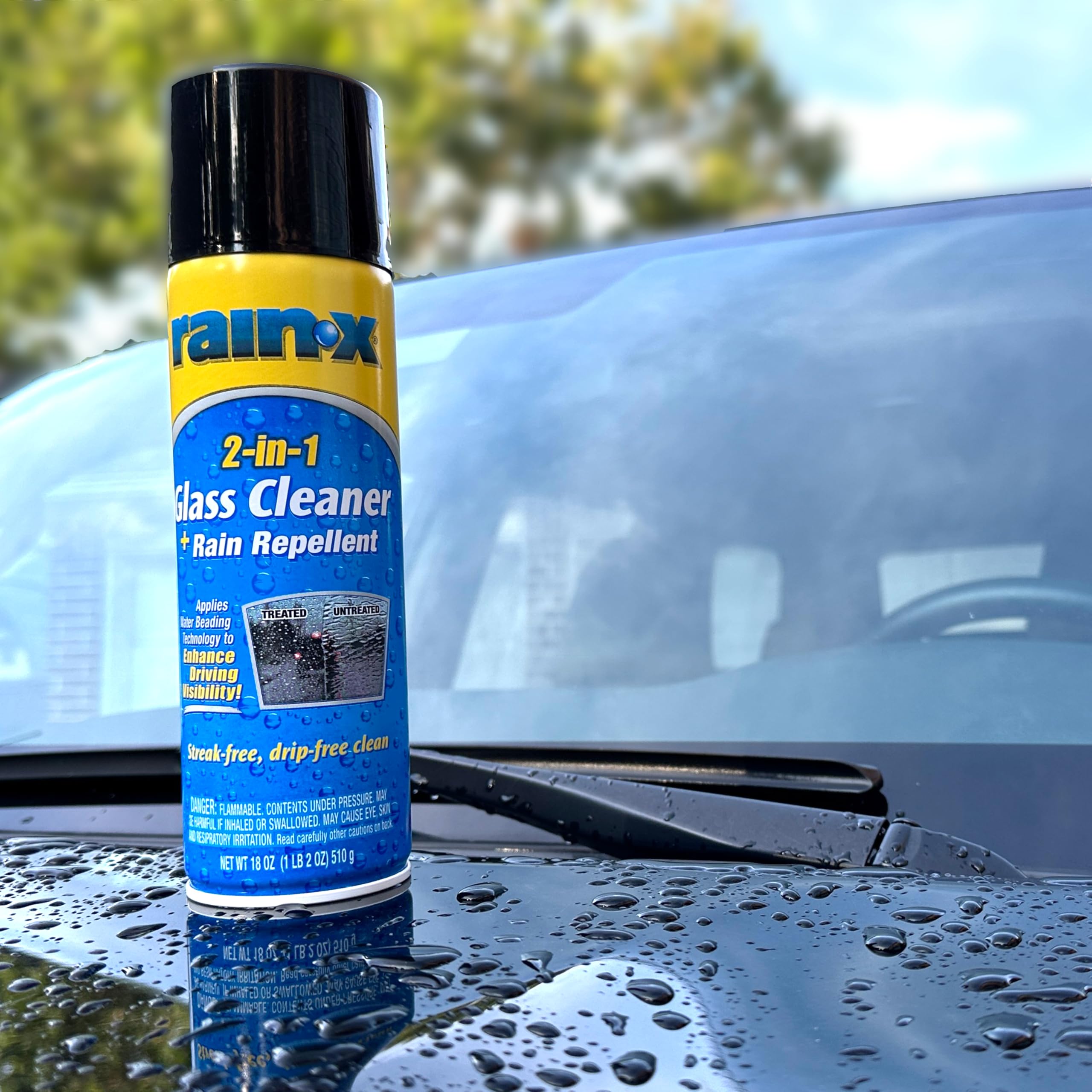 2-In-1 Rain-X Glass Cleaner Plus Repellent 5080233, 18 Ounce, BLUE