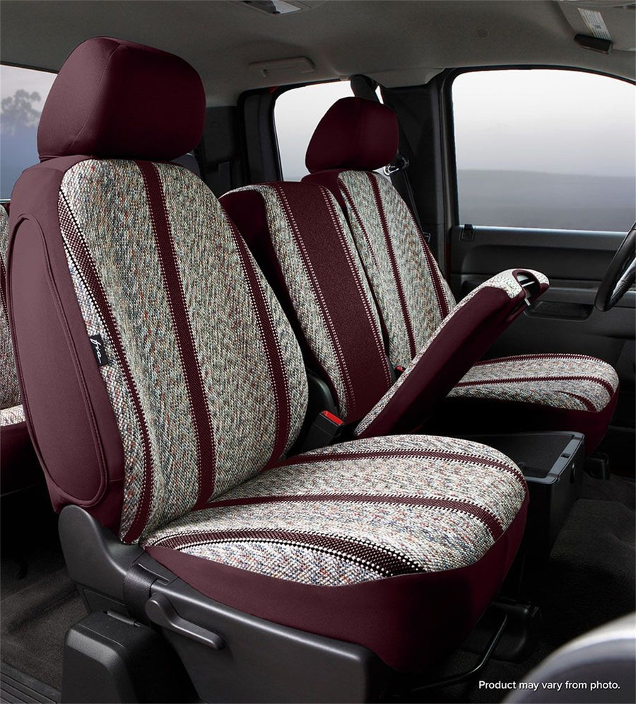 Fia Wrangler TR48-30WINE Custom Seat Cover; Saddle Blanket; Wine; Front; Split Seat 40/20/40; Adj. Headrests; Airbag; Armrest/Storage w/Cup Holder; Cushion Storage;