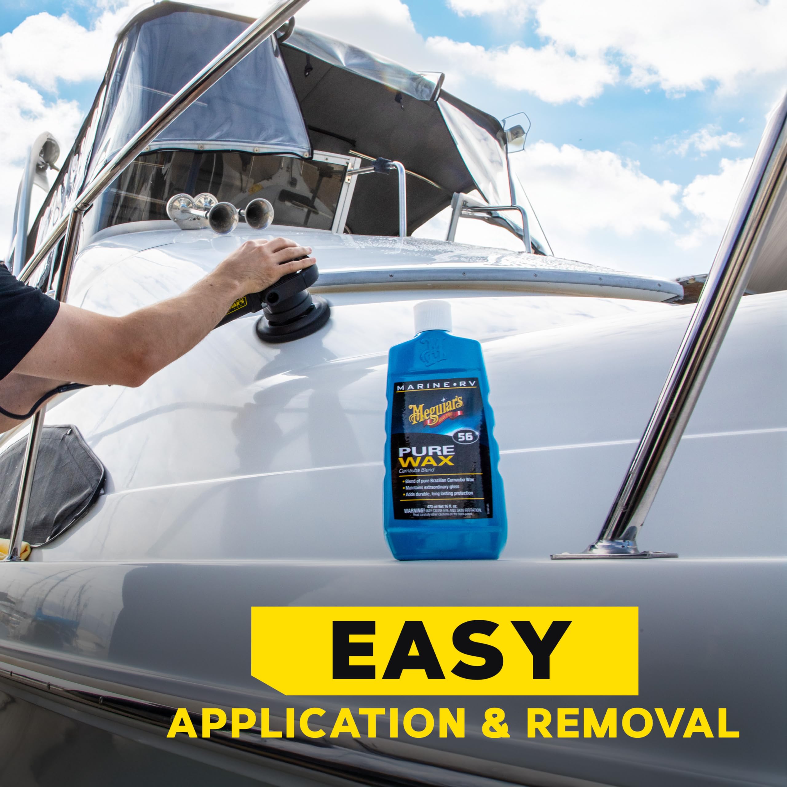 Marine/RV Meguiar's M5616 Pure Wax Carnauba Blend, Long-Lasting Liquid Wax for Protecting Gel Coat, Fiberglass, and Painted Marine/RV Finishes, 16 Oz Bottle
