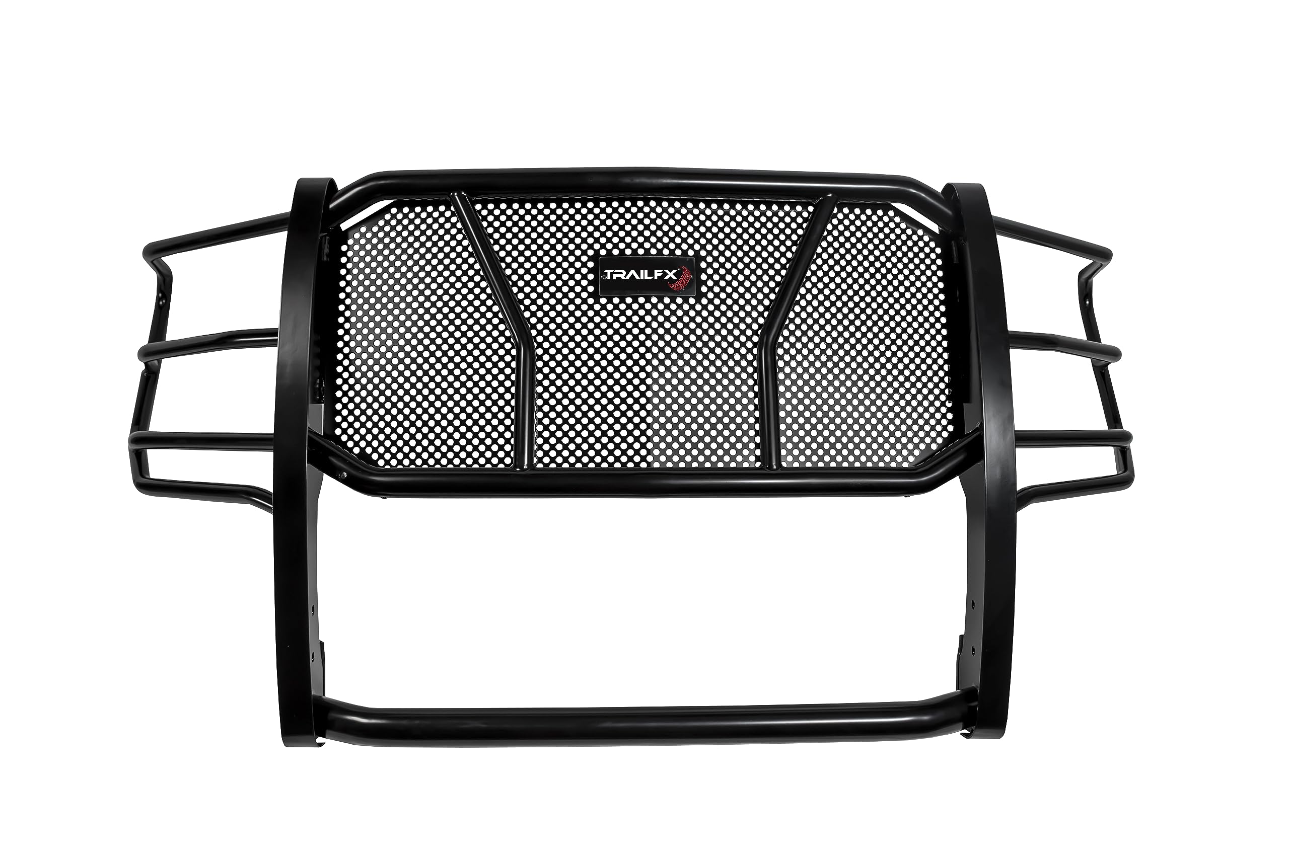 TrailFX Grille Guard One Piece Fits Chevrolet Silverado 2500 HD and 3500 HD 2020-2023 Black Matte Powder Coated Steel 2 Inch Tubing with Brush Guard and Punch Plate TrailFX E0516B