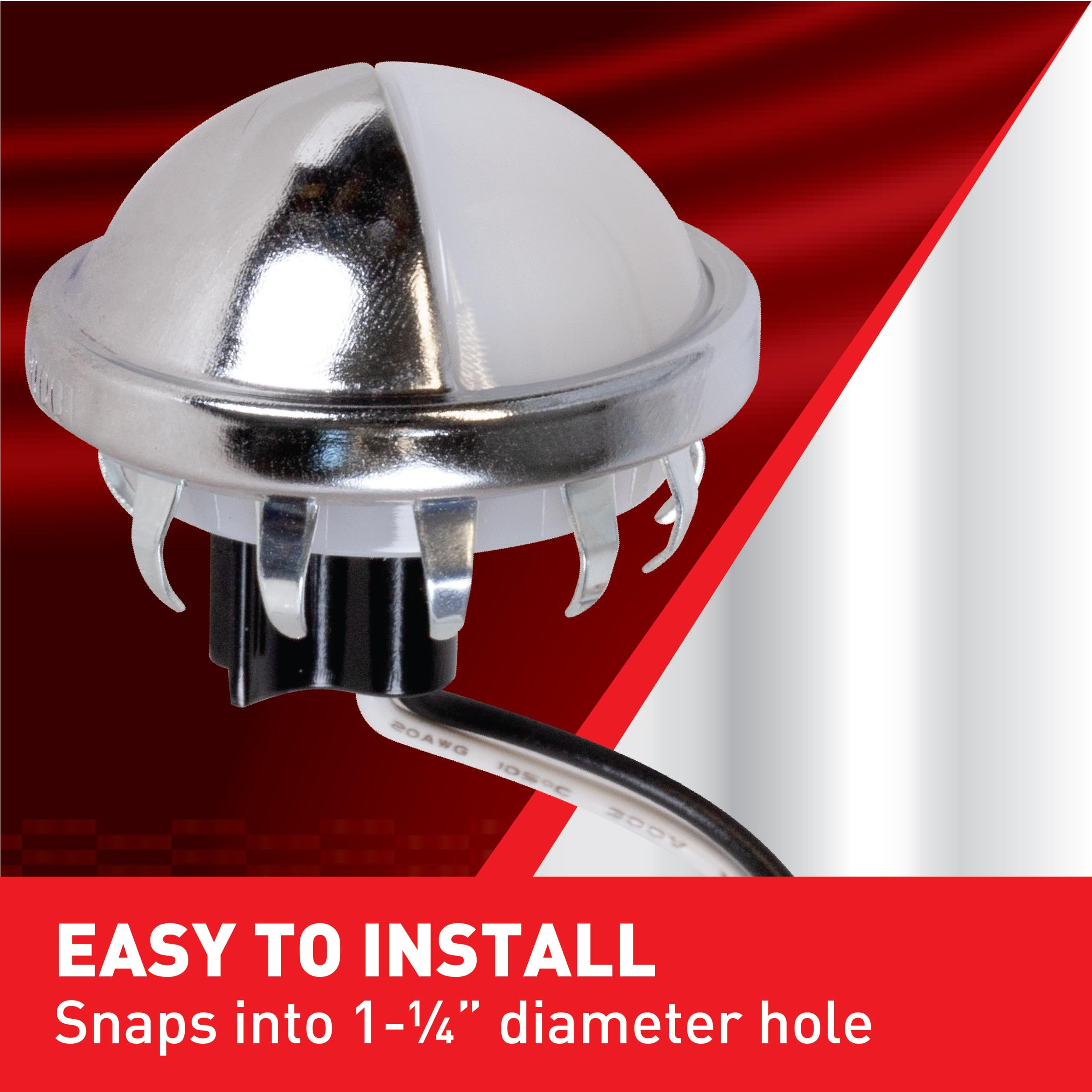 LED Round Blazer International B165 Snap-In Mount License Plate/Utility Light, Waterproof & Shock Resistant 12V Light Lamp for Car, Trucks, SUV, Trailers, Van, RV and Boats