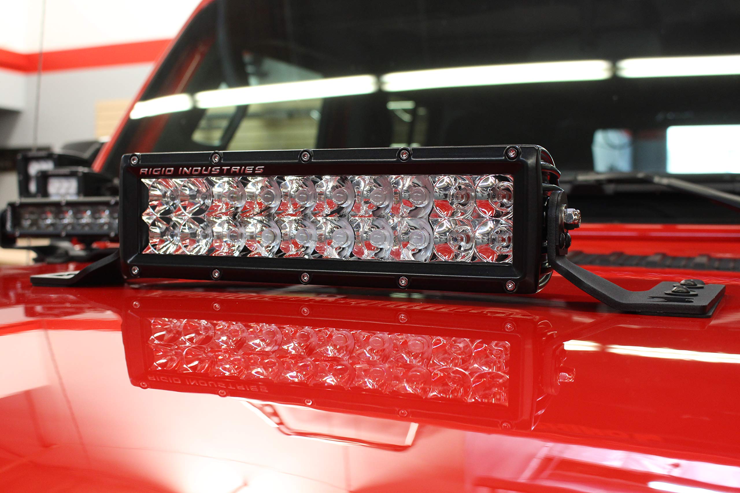 Go Rhino Dual Row Center Hood Light Mounts - 3" x 3" Lights | Mild Steel, Textured Black | 732100T | Fits 2018-2024 Jeep Wrangler JL/JLU & Jeep Gladiator JT Excludes Mojave