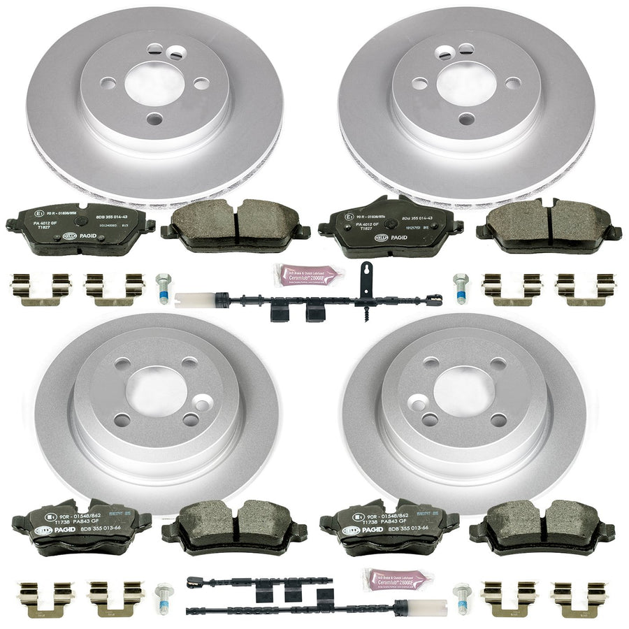 Power Stop ESK6740 Euro-Stop Front & Rear Brake Kit Mini Cooper and 1 Front & 1 Rear Sensor Wires For Mini Cooper 2011-2015 [Model Specific]