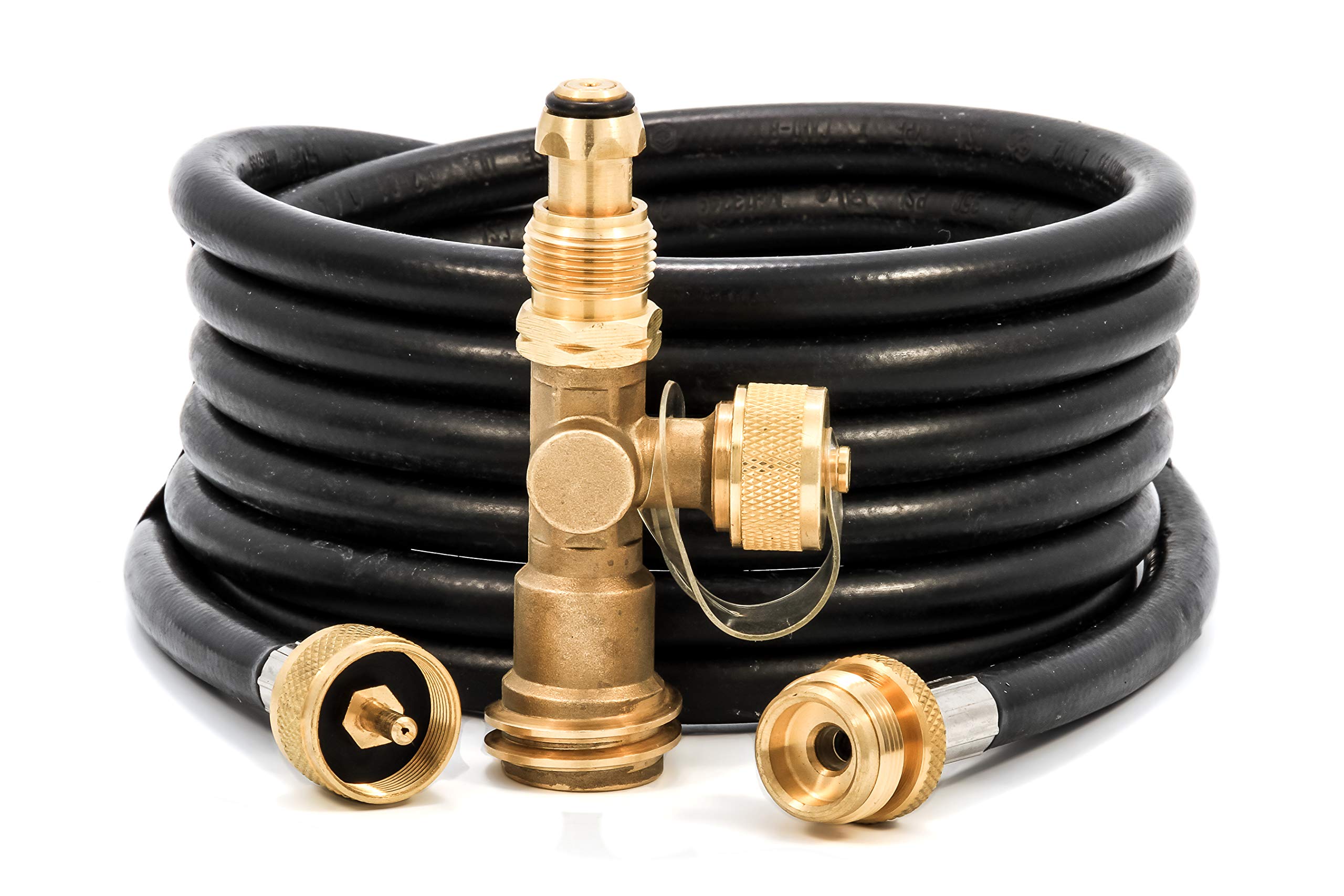 Brass Tee Camco 59103 with 3 Port and 12' Hose Propane