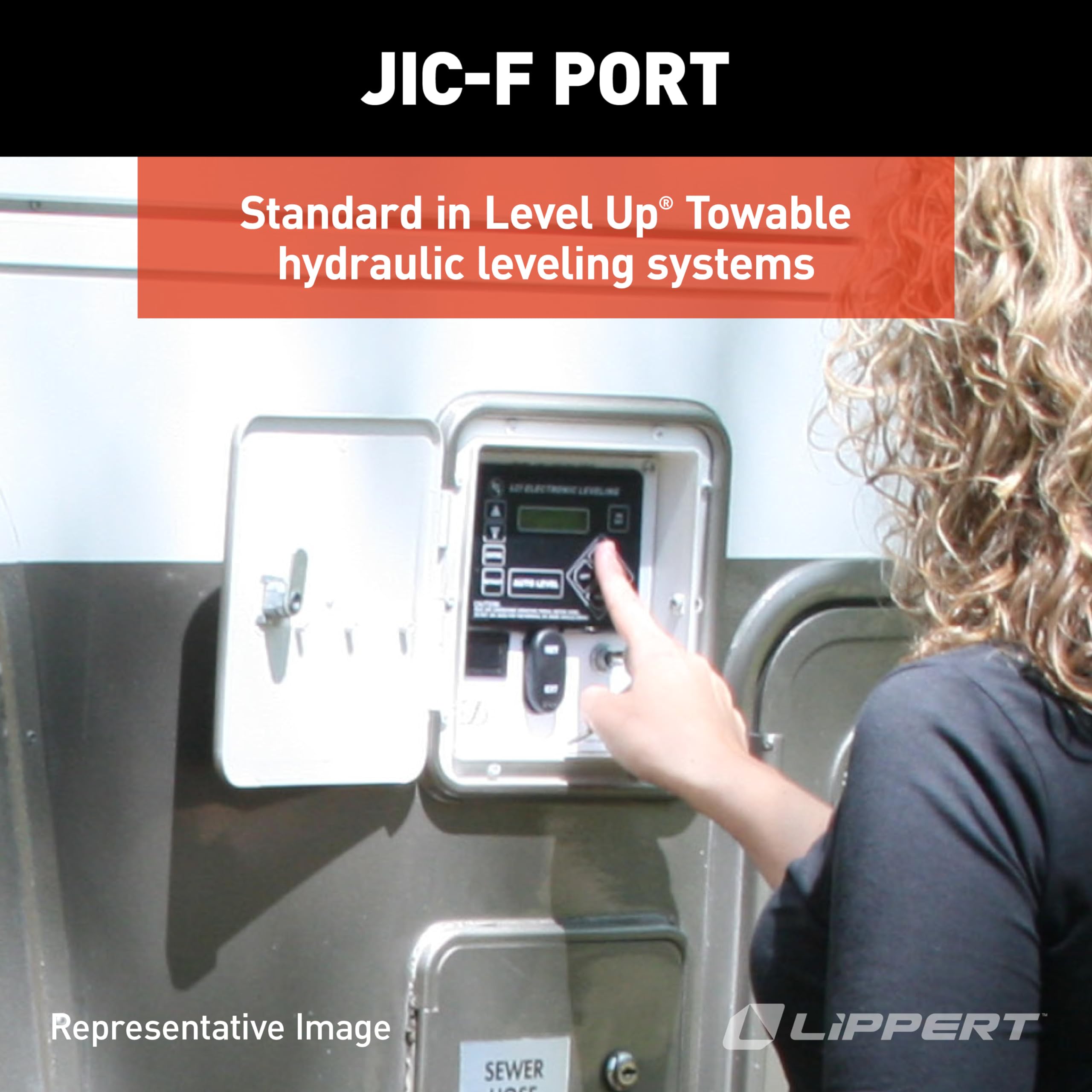 Hydraulic Hose End Fitting Lippert Level Up® with Crimp-On Coupling, 1/4” Inside Diameter, Straight Fitting Shape, 1/4" Female JIC 37° Flare Port - 138416