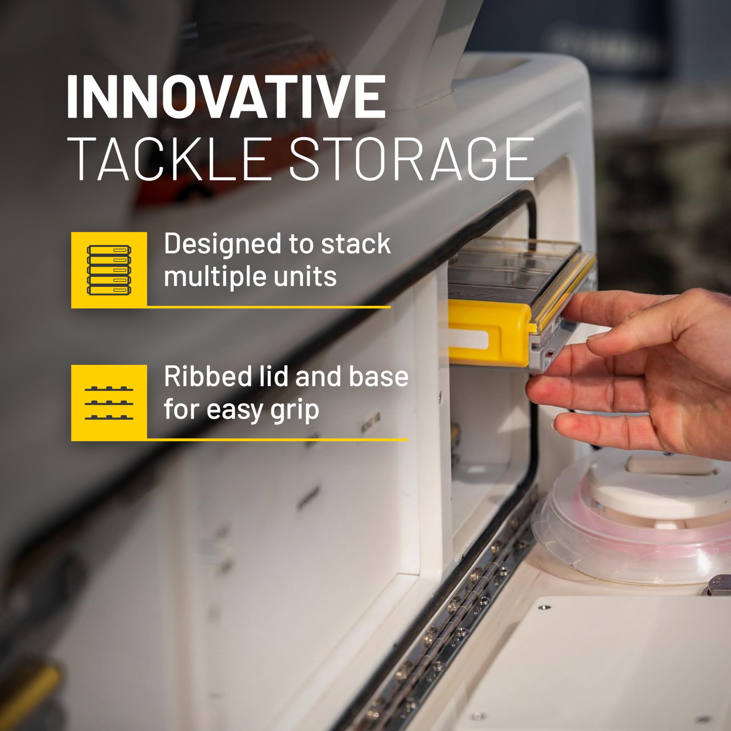 Plano 3700M Edge Flex Tackle Storage | Premium Tackle Organization with Rust Prevention | Includes 38 Flex dividers, yellow/gray