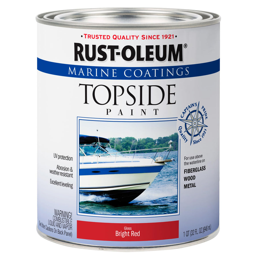 Marine Coatings Rust-Oleum 207004 Topside Paint, Quart, Bright Red