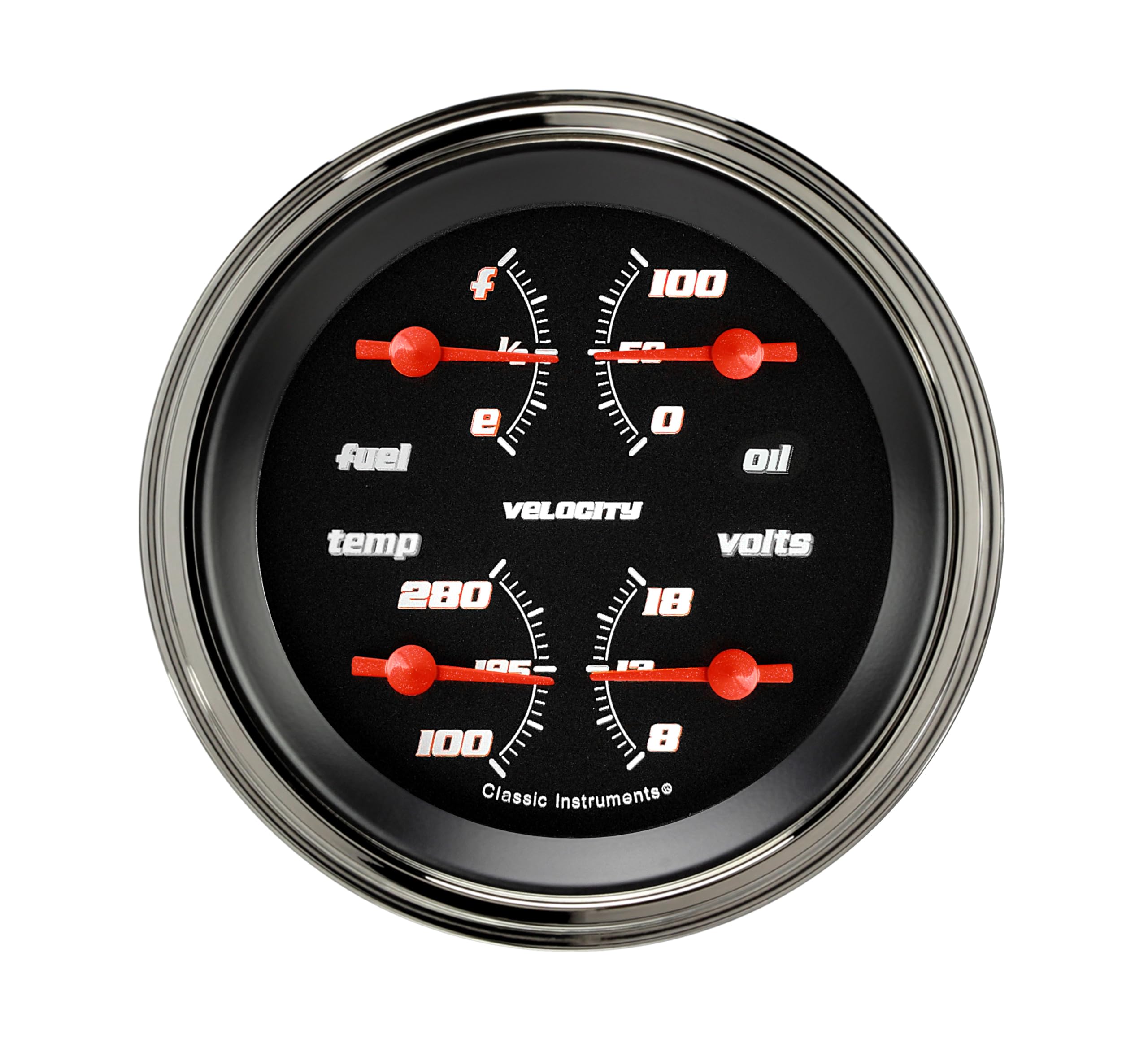 Velocity Classic Instruments Black 3In Quad Gauge VS77BSLF 0-30