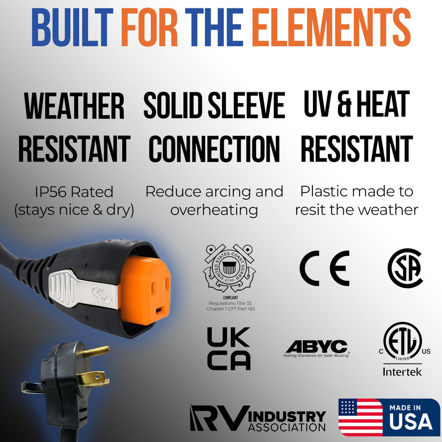 30 Amp SmartPlug R30303 Power Cord – 30' Locking Shore Power Cable, Weatherproof, Reverse Polarity Indicator, Secure Connection, Durable RV Accessories & Camper Essential for Safe Shore Power