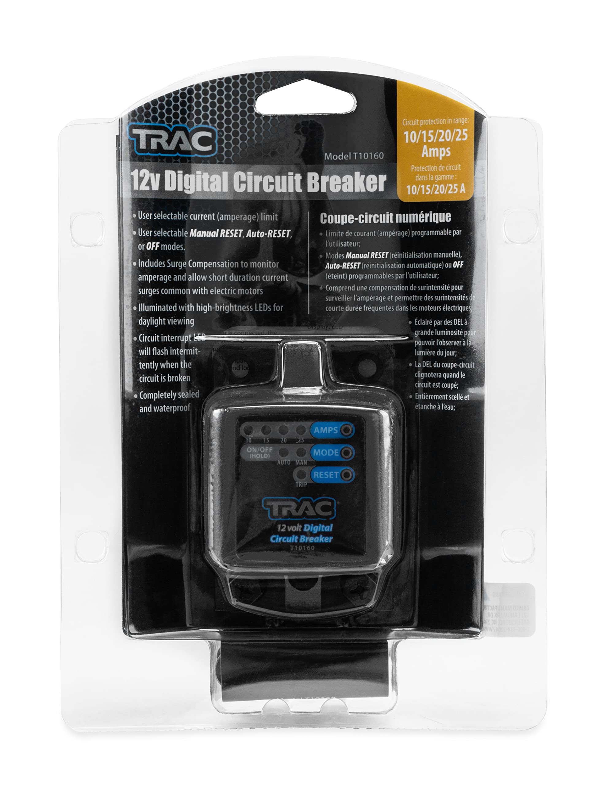 Trac Outdoors 10-25 Amp Digital Circuit Breaker - Innovative Design Eliminates the Inaccuracy of Thermal Breakers - Waterproof (69410)