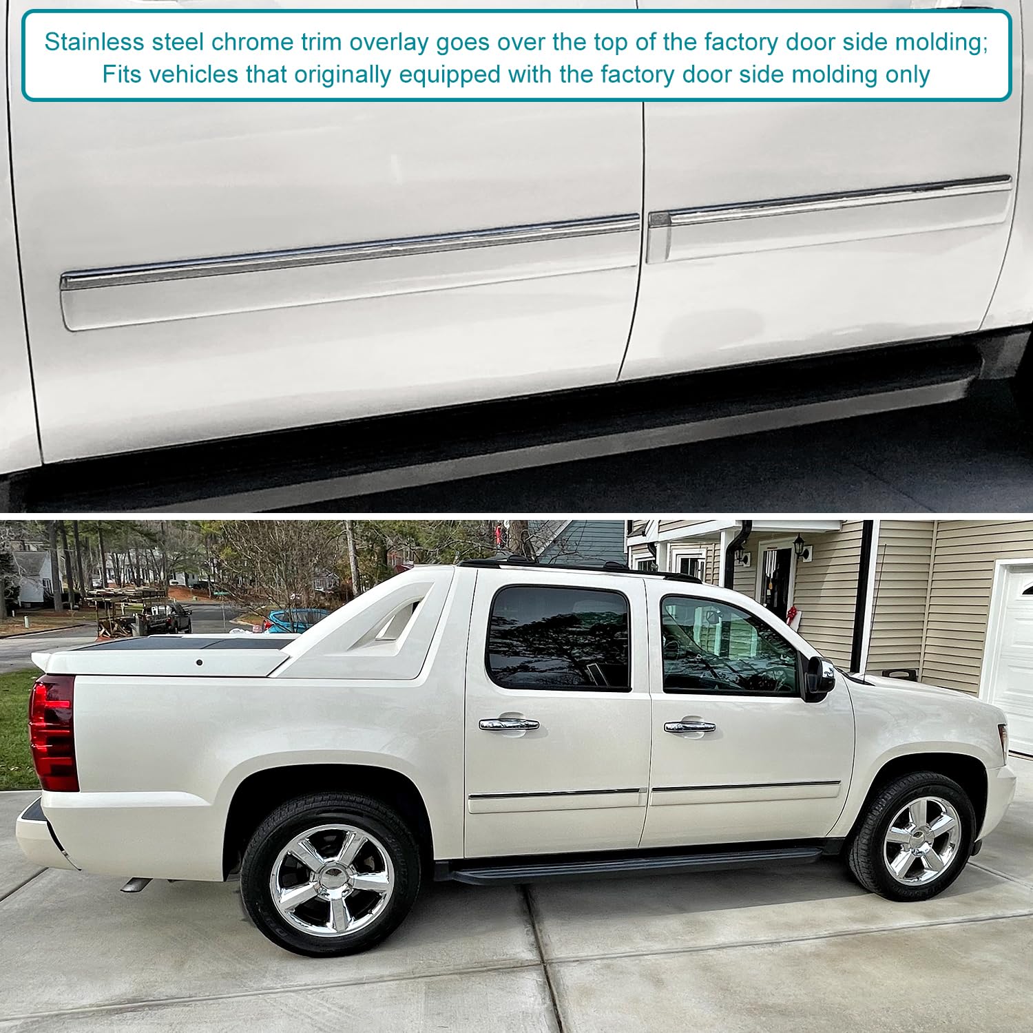 4Pc Spec-D Tuning Body Side Molding Trim Overlay Compatible with Chevy Avalanche Suburban 2007-2009