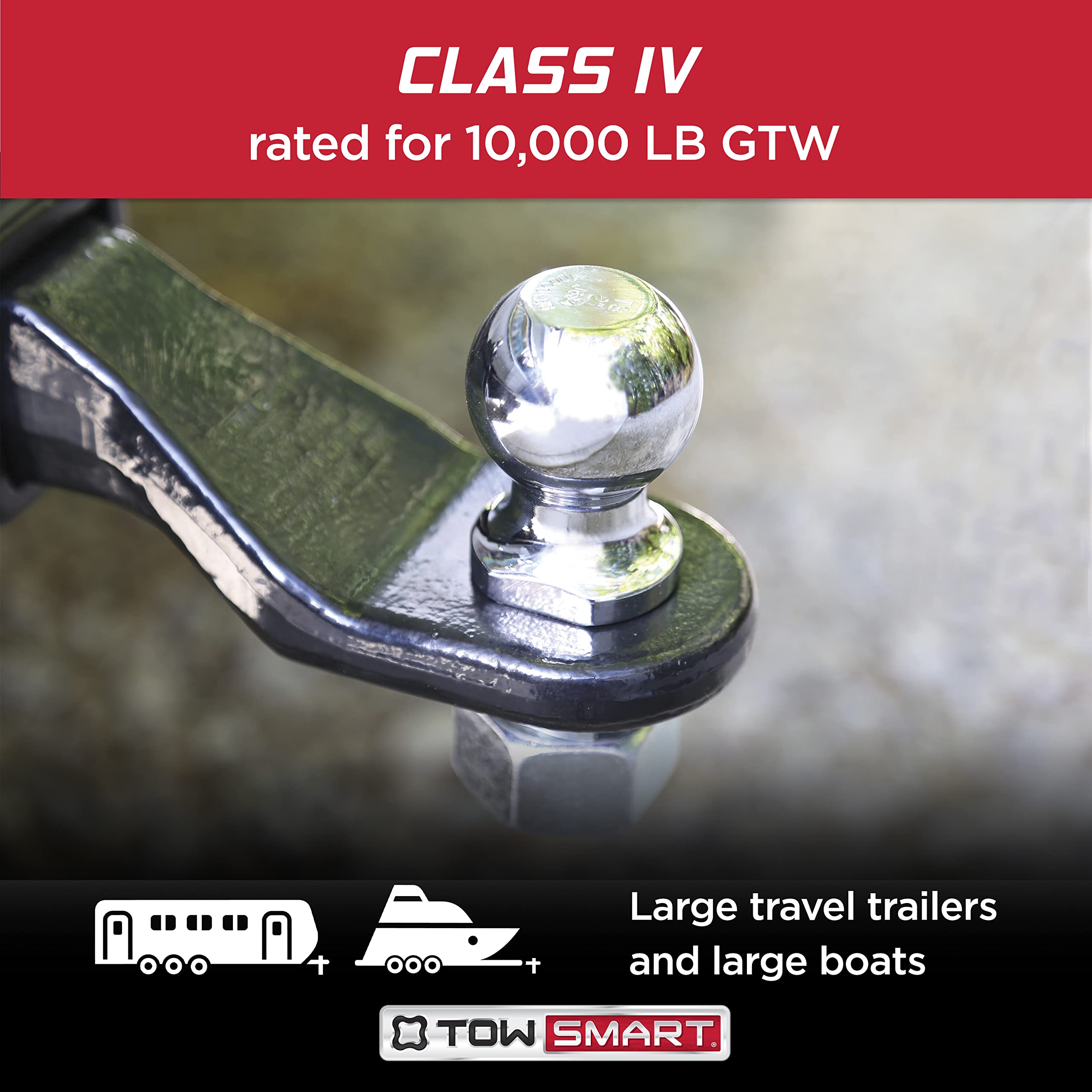 Class IV TOWSMART Chrome Trailer Hitch Ball, 10,000 lb., 2-5/16 in. Ball Diameter, 1-1/4 in. x 2-1/2 in. Shank
