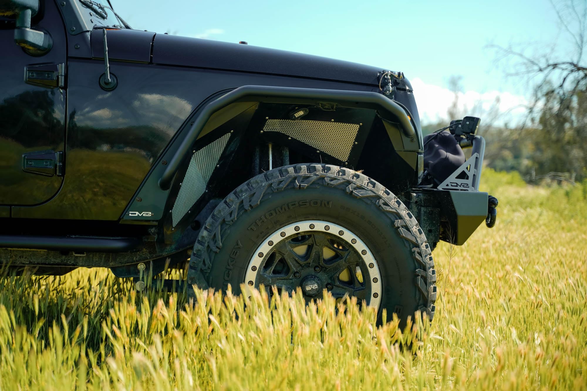 DV8 Offroad Fender Flares Spec Series for 2007-2018 Jeep Wrangler JK | Offers Improved Tire Clearance | Included Plug & Play Amber Marker Lights | Tube & Plate Steel Design | Black Powder Coat