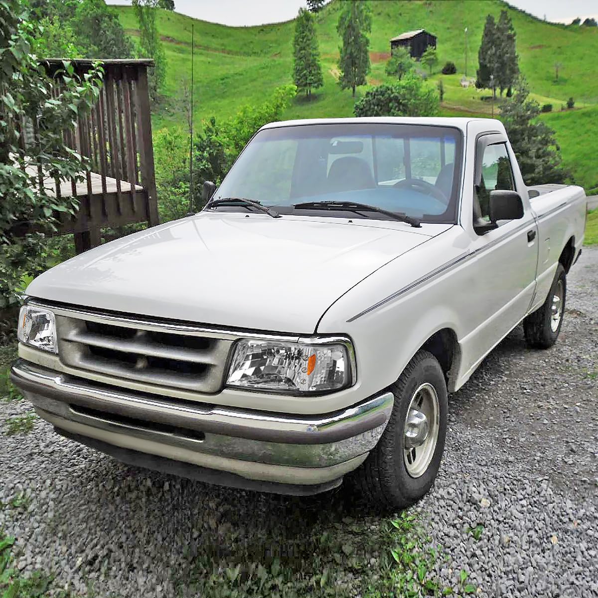 1PC LED Strip Headlights + Corner Lights SPEC-D TUNING Chrome Housing Clear Lens Compatible with 1993-1997 Ford Ranger L+R Pair Head Light Lamp Assembly