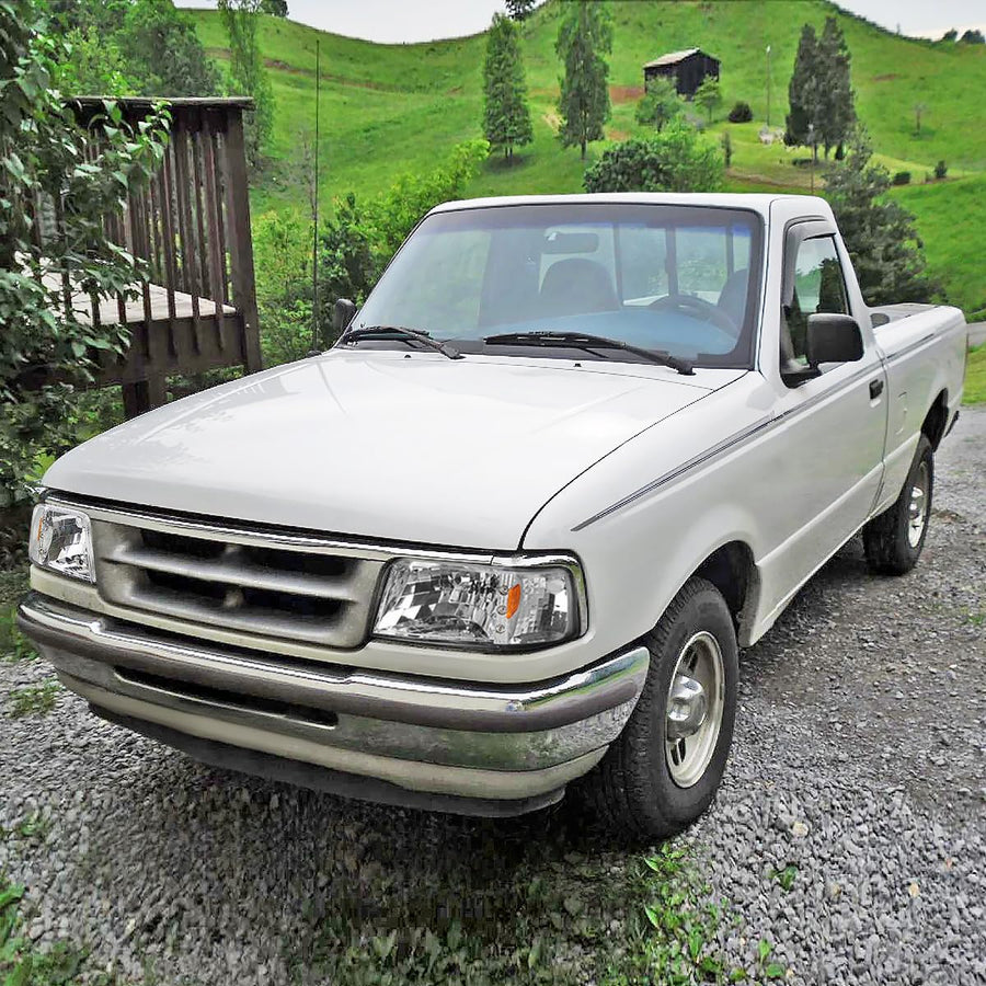 1PC LED Strip Headlights + Corner Lights SPEC-D TUNING Chrome Housing Clear Lens Compatible with 1993-1997 Ford Ranger L+R Pair Head Light Lamp Assembly