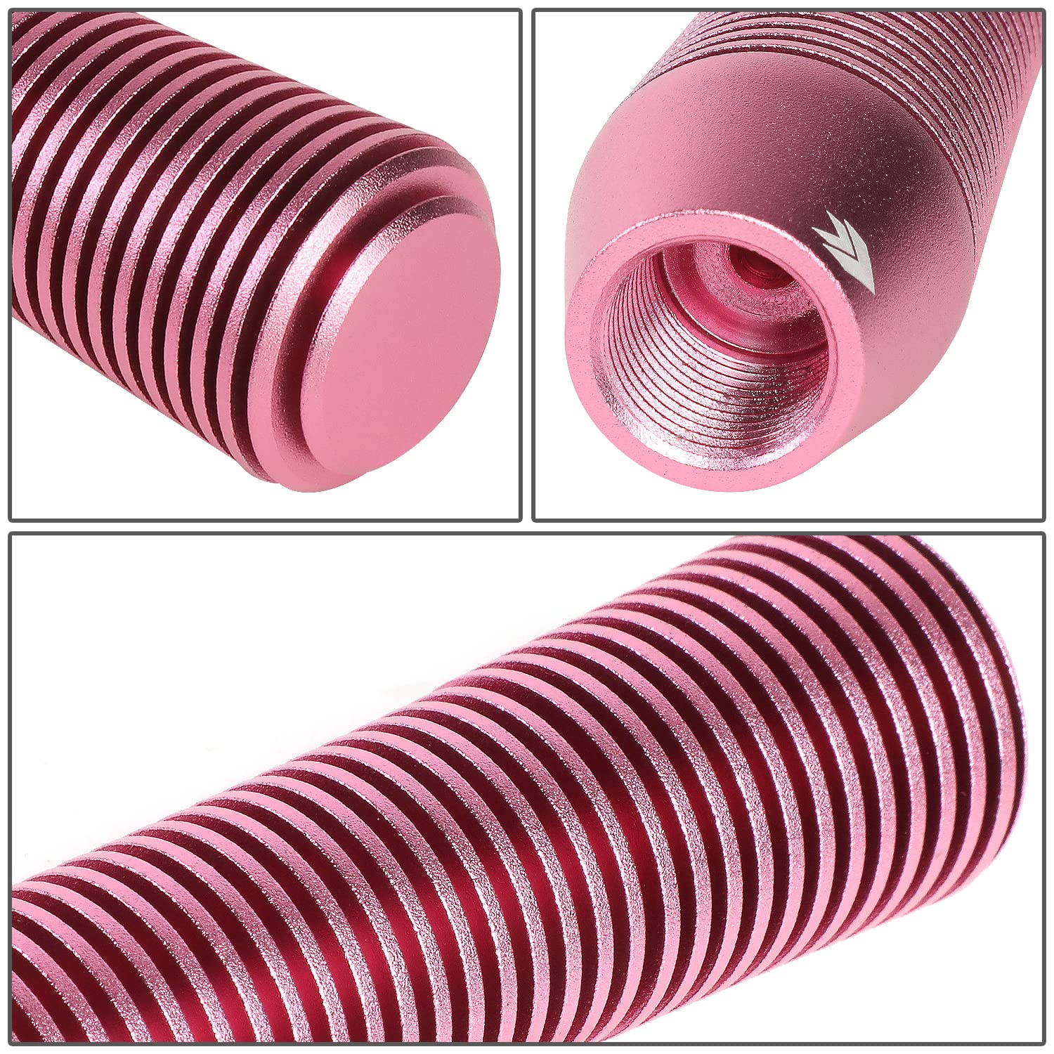 NRG Innovations Universal Aluminum SK-710PK Shift Knob with Thread Adapters, Heatsink Style Long Curvy Cylinder Lever,Pink