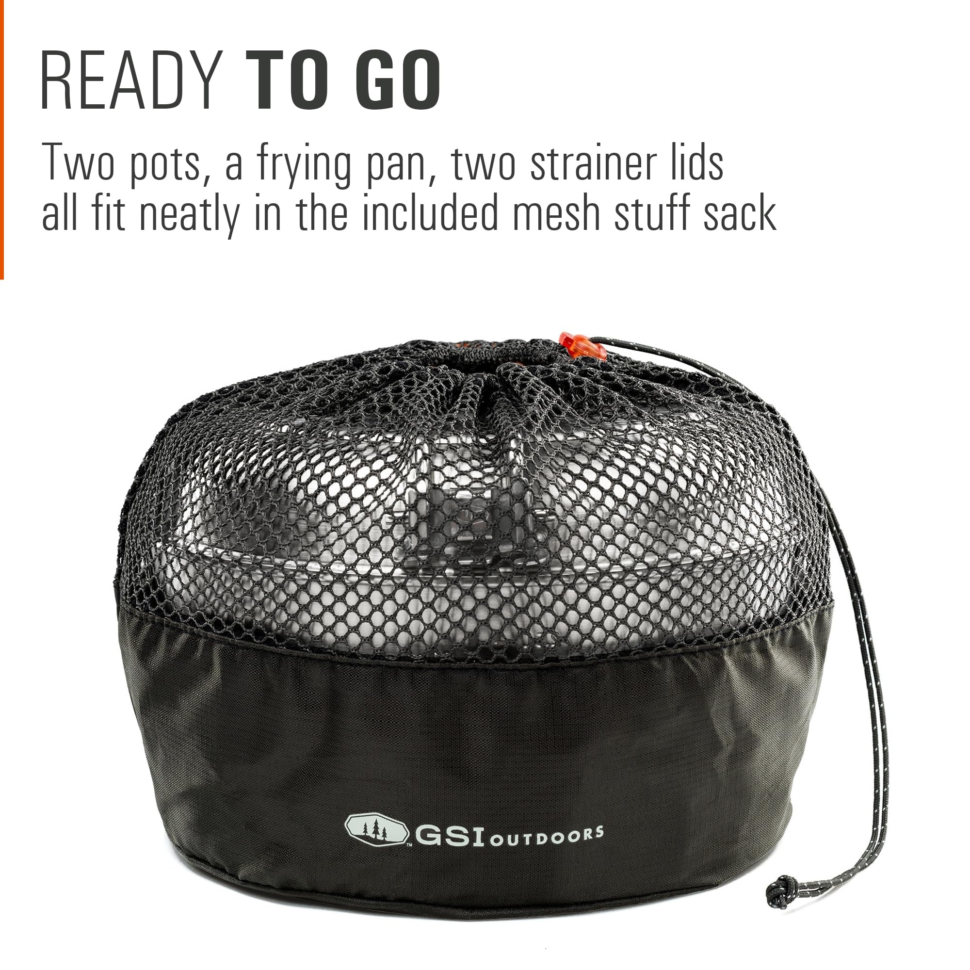 GSI Outdoors Stainless Steel Glacier Base Camper - Medium - 3 Pieces Cookset - Durable, & Compact Pot Pan for Camping