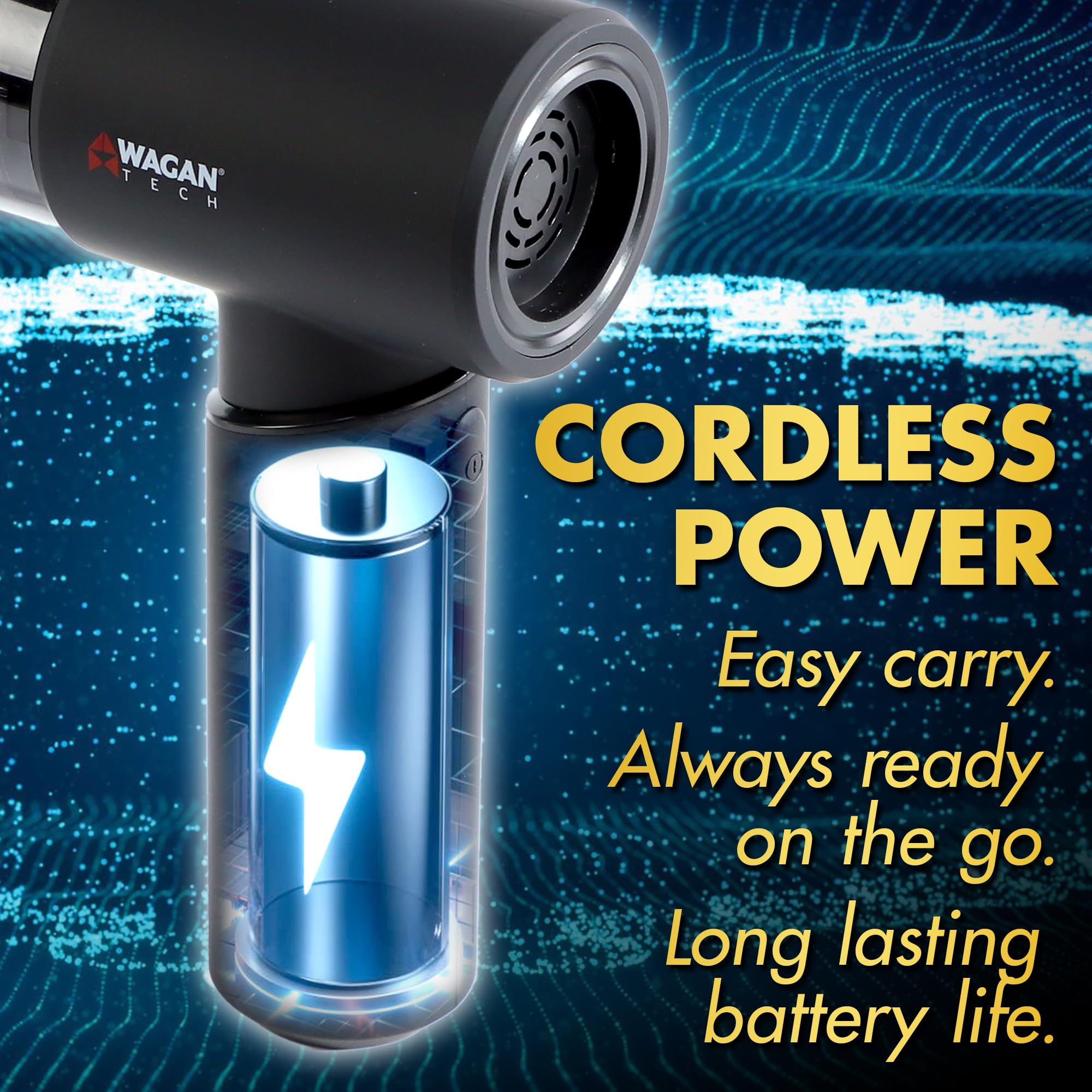 Wagan EL7209 Cordless Vacuum Car with Air Blower, Brushless Motor 16000Pa Strong Suction, Rechargeable Mini Handheld Cleaner with USB-C, Portable Dust and Blower for Car, Home, Office