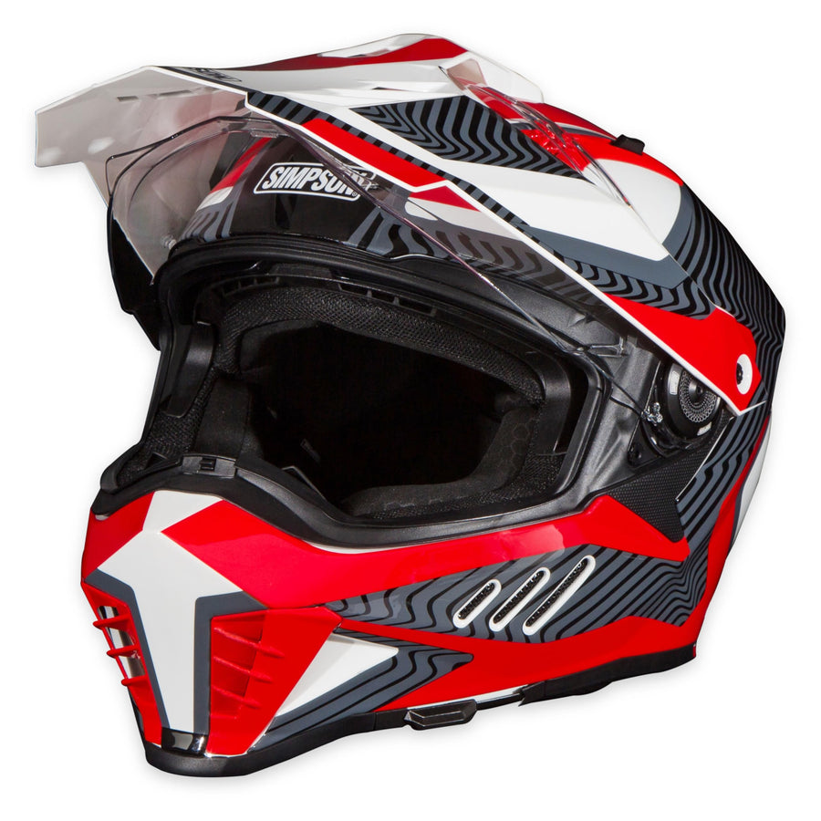 Mojave Red Simpson Xcursion Bandit Motorcycle Helmet - XL | Off Road Dirt Bike UTV Motocross ATV | Full Face | Removable Peak | Clear Pinlock Anti-Fog Visor Shield | DOT ECE Certified (XBMWRGXL)