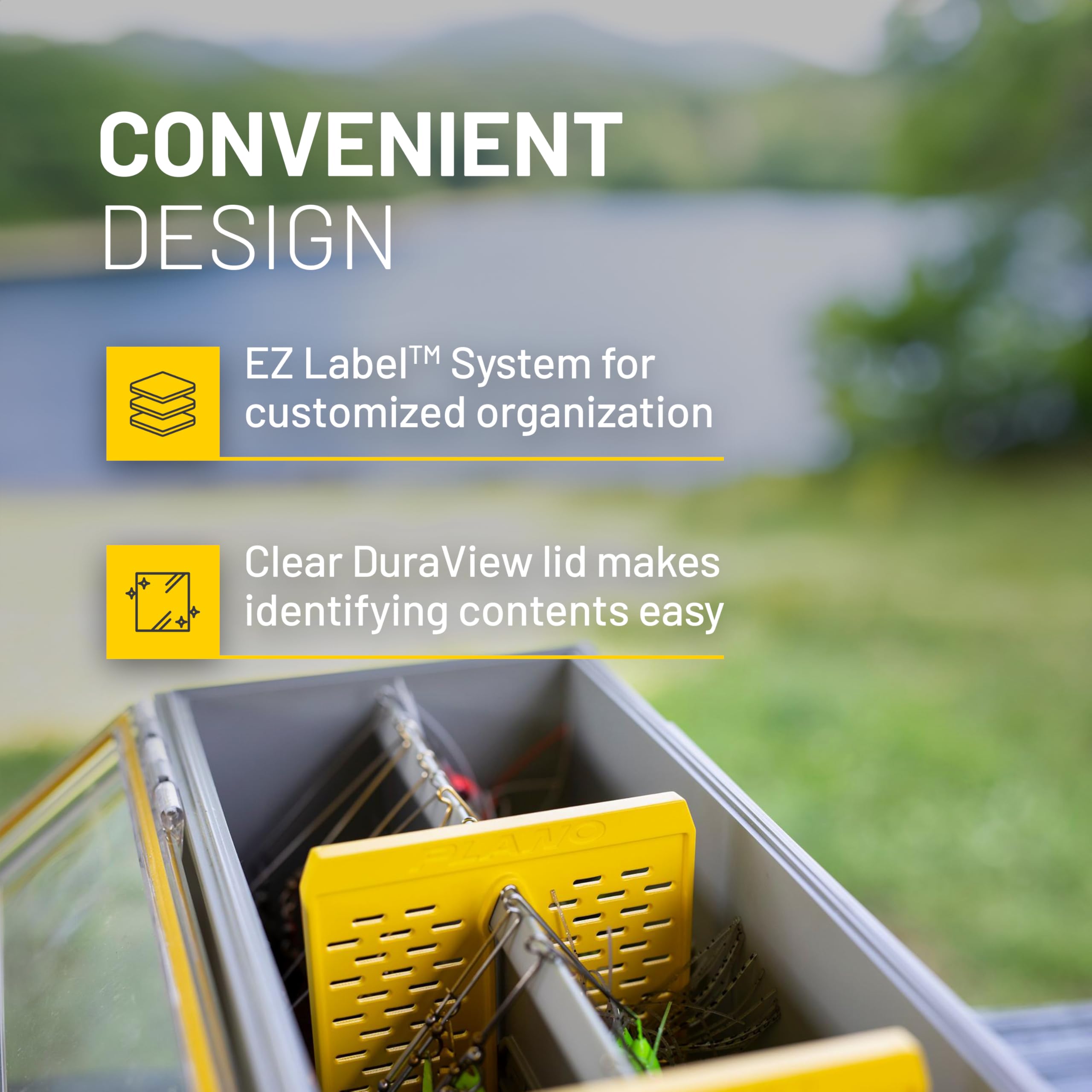 Plano EDGE Tackle Utility Box Premium Spinnerbait, Clear and Yellow, Rust-Resistant Storage, Waterproof Tackle Tray Organizer for Buzz Baits, Swimbaits, and Crankbaits