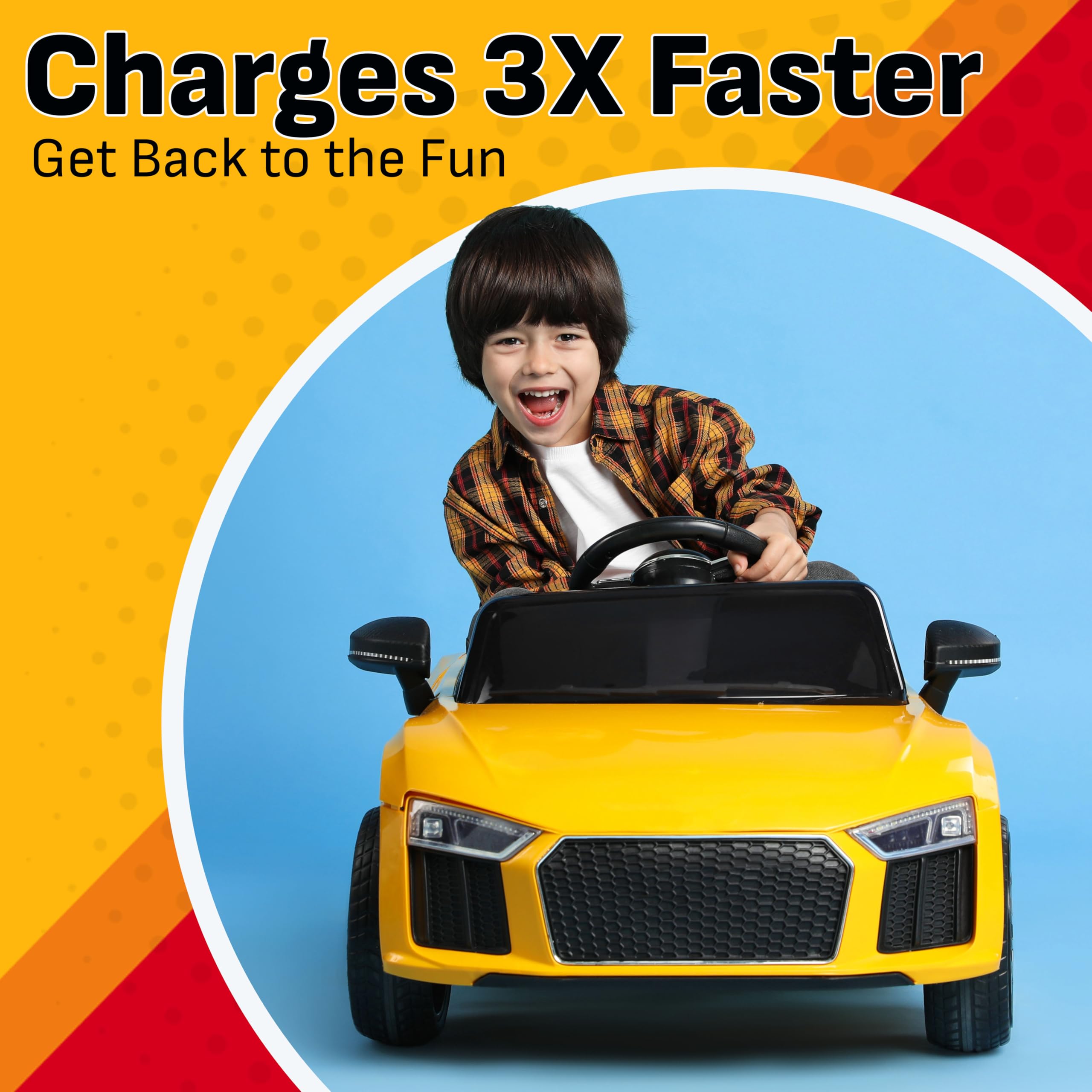 Schumacher Electric Universal Charge 'n Ride Battery Charger and Maintainer for Ride-on Toys, CR1, 2-in-1, Fully Automatic, 3 Amps, 6 Volt, 12 Volt, Use with MotionTrendz, Power Wheels, and Peg Pergo