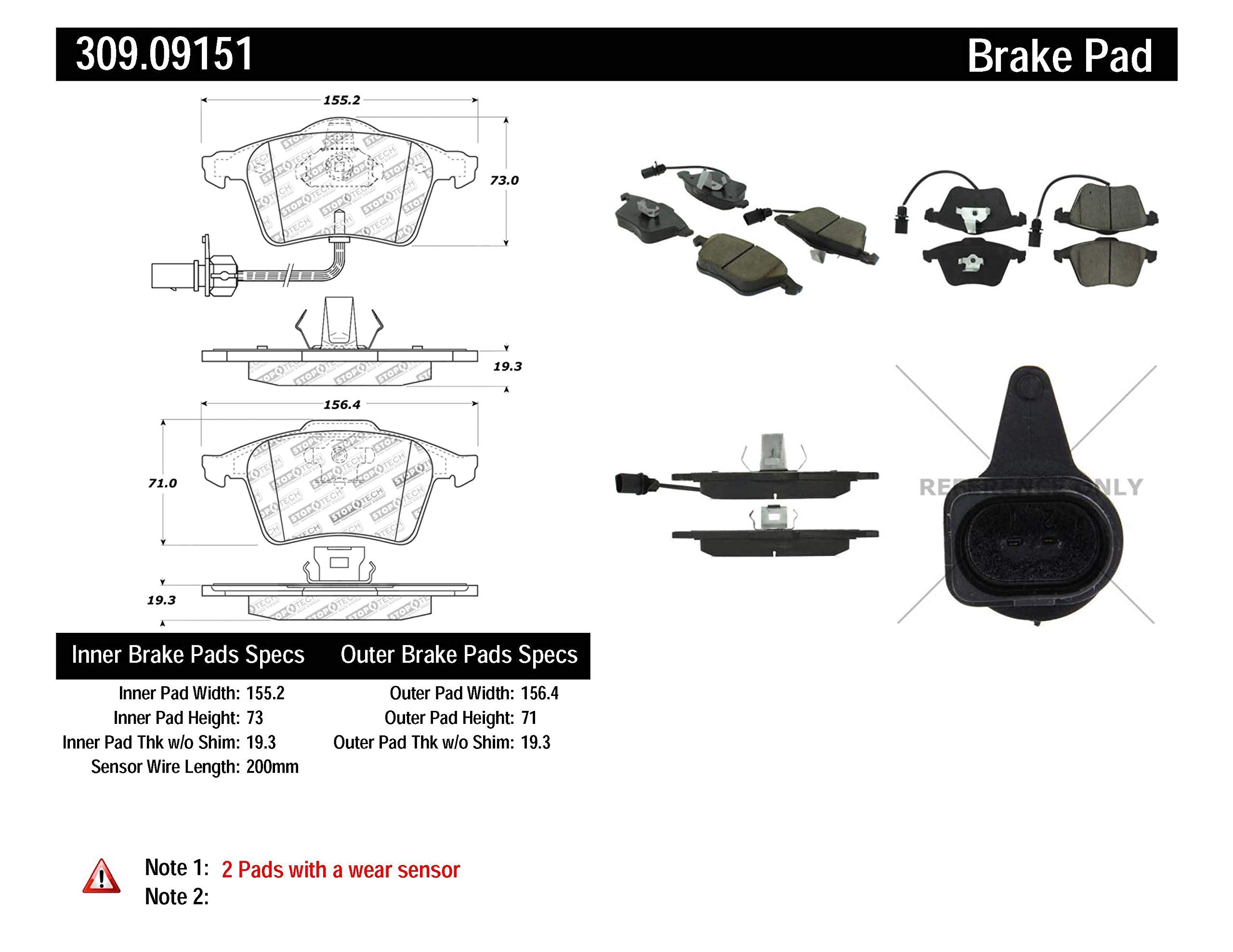 Sport Brake Pads StopTech 309.09151 with Shims and Hardware