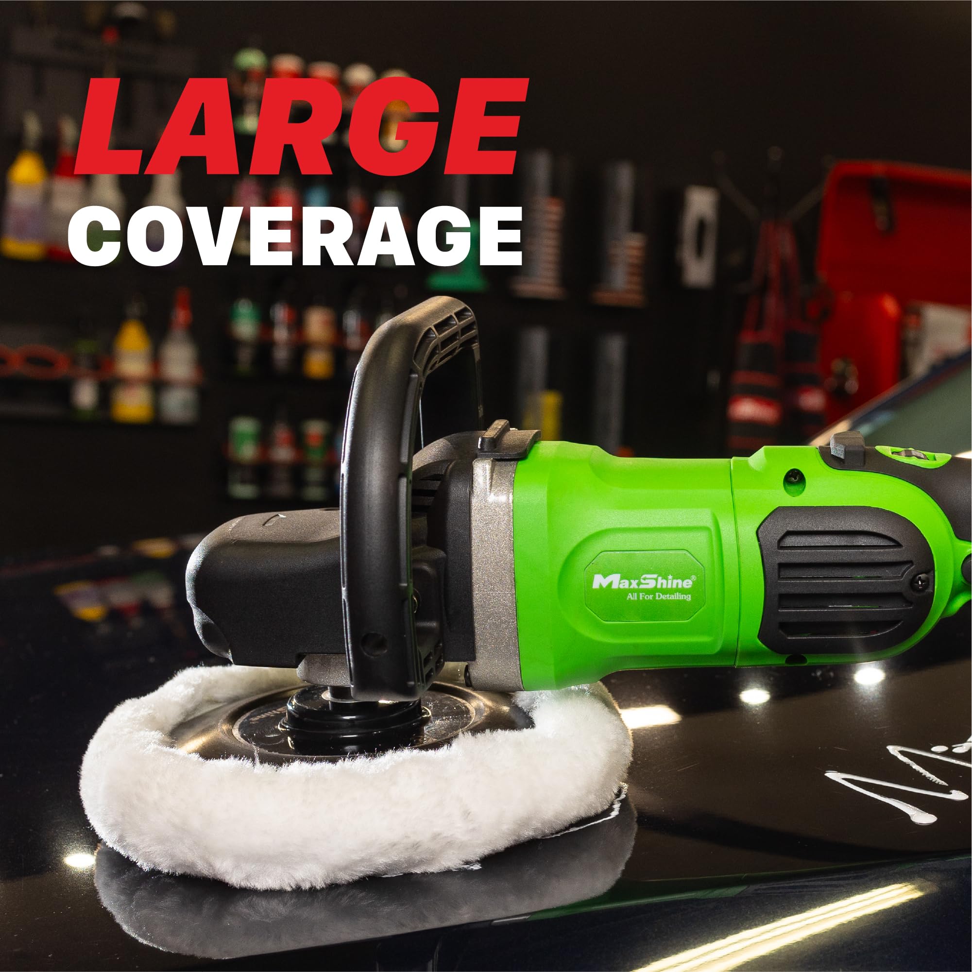 M1300 Pro Maxshine 7" Rotary Polisher - 1300W, 6-Speed, 5/8” Thread - Auto Detailing Tool for Paint Protection, Swirl & Scratch Repair, Buffing, Glossy Shine - Ideal for Cars, Trucks, SUVs