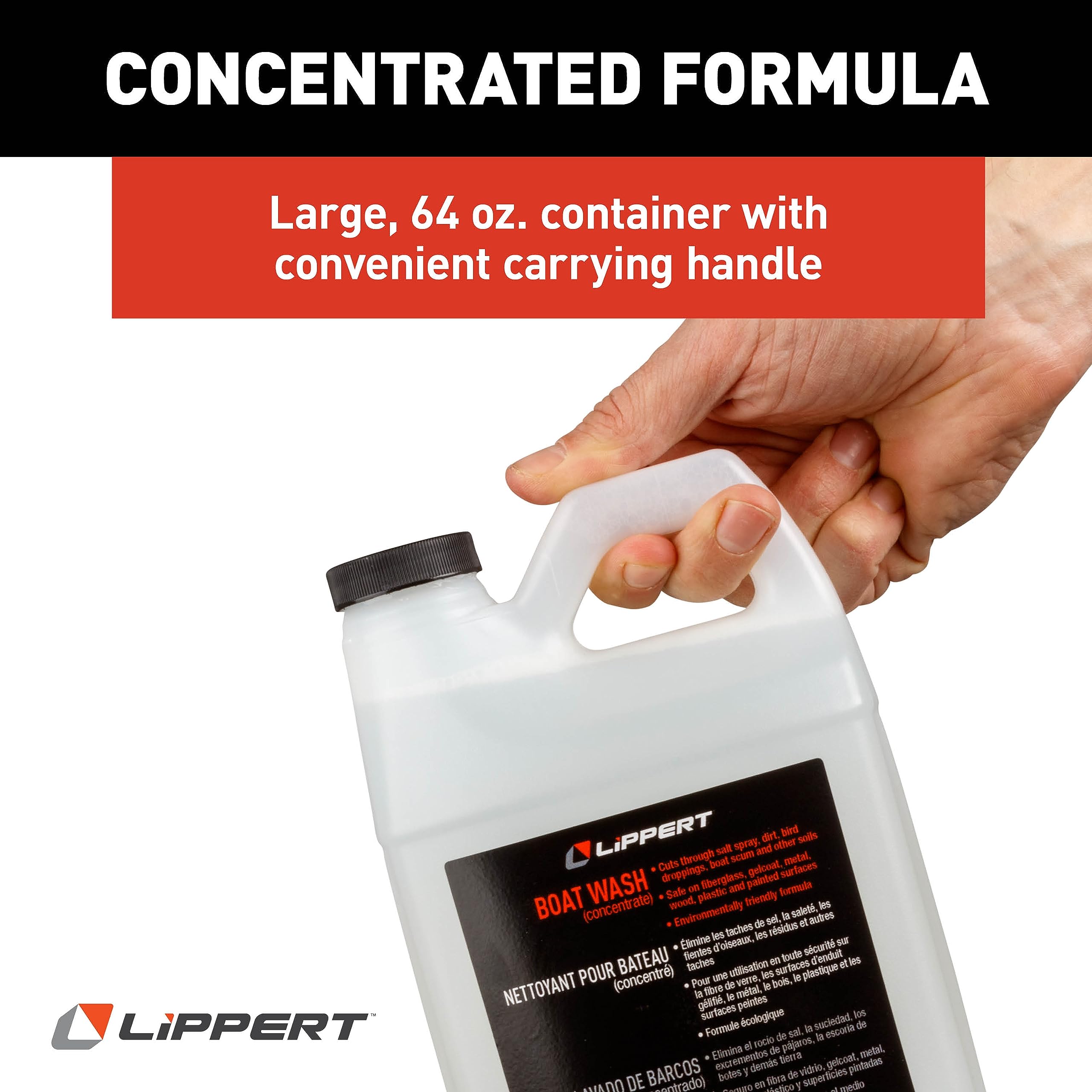 Boat Wash Lippert 64 oz. (Concentrate) for Exterior Applications, Environmentally Friendly Formula, Made in The USA - 2022013797