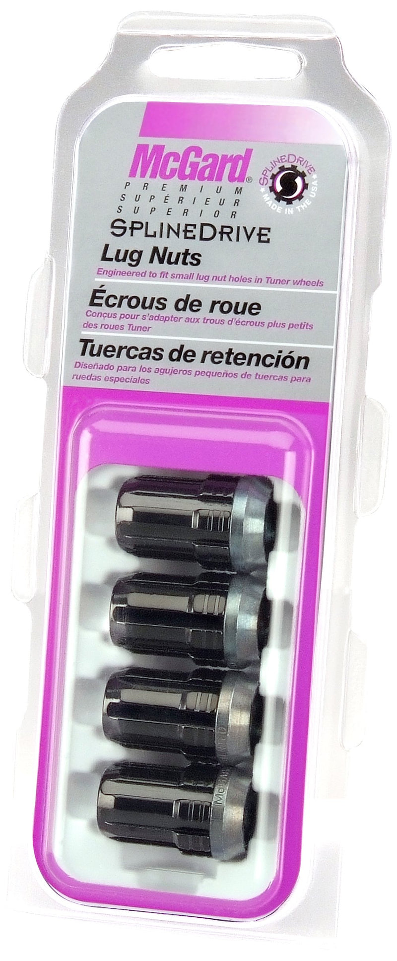 McGard Black SplineDrive 65354BK Lug Nuts (M12 x 1.25 Thread Size) - Set of 4, 4 Lug Nuts