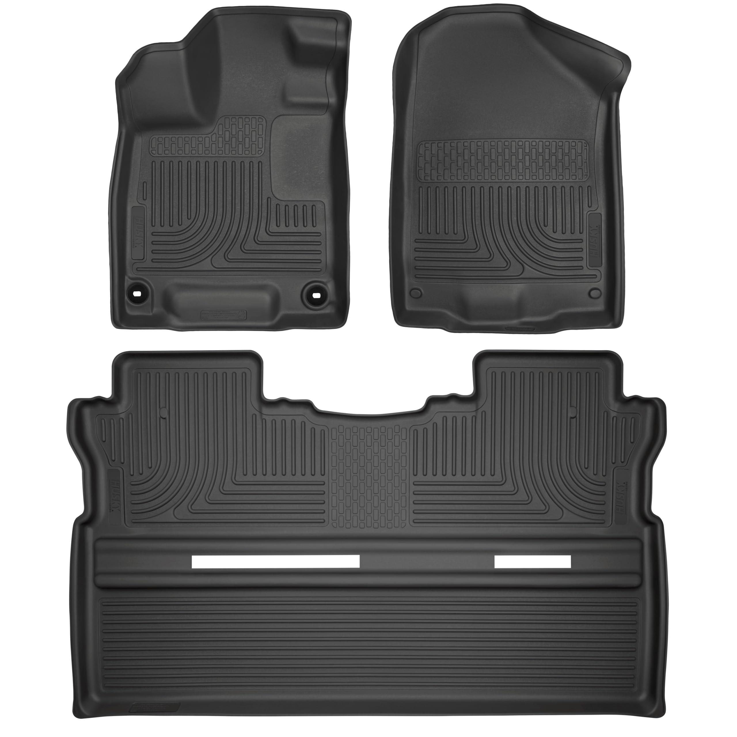 Weatherbeater Husky Liners Floor Mats | Fits 2017-2025 Honda Ridgeline | Front & 2nd Row, 3-pc Black - 93811