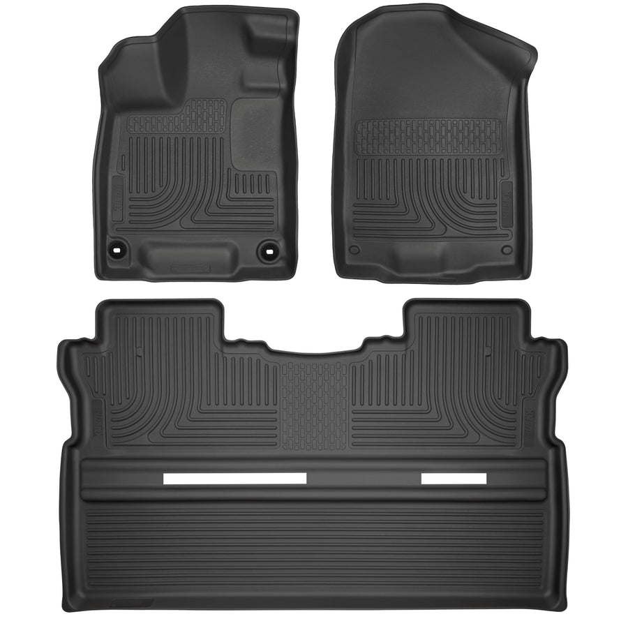 Weatherbeater Husky Liners Floor Mats | Fits 2017-2025 Honda Ridgeline | Front & 2nd Row, 3-pc Black - 93811