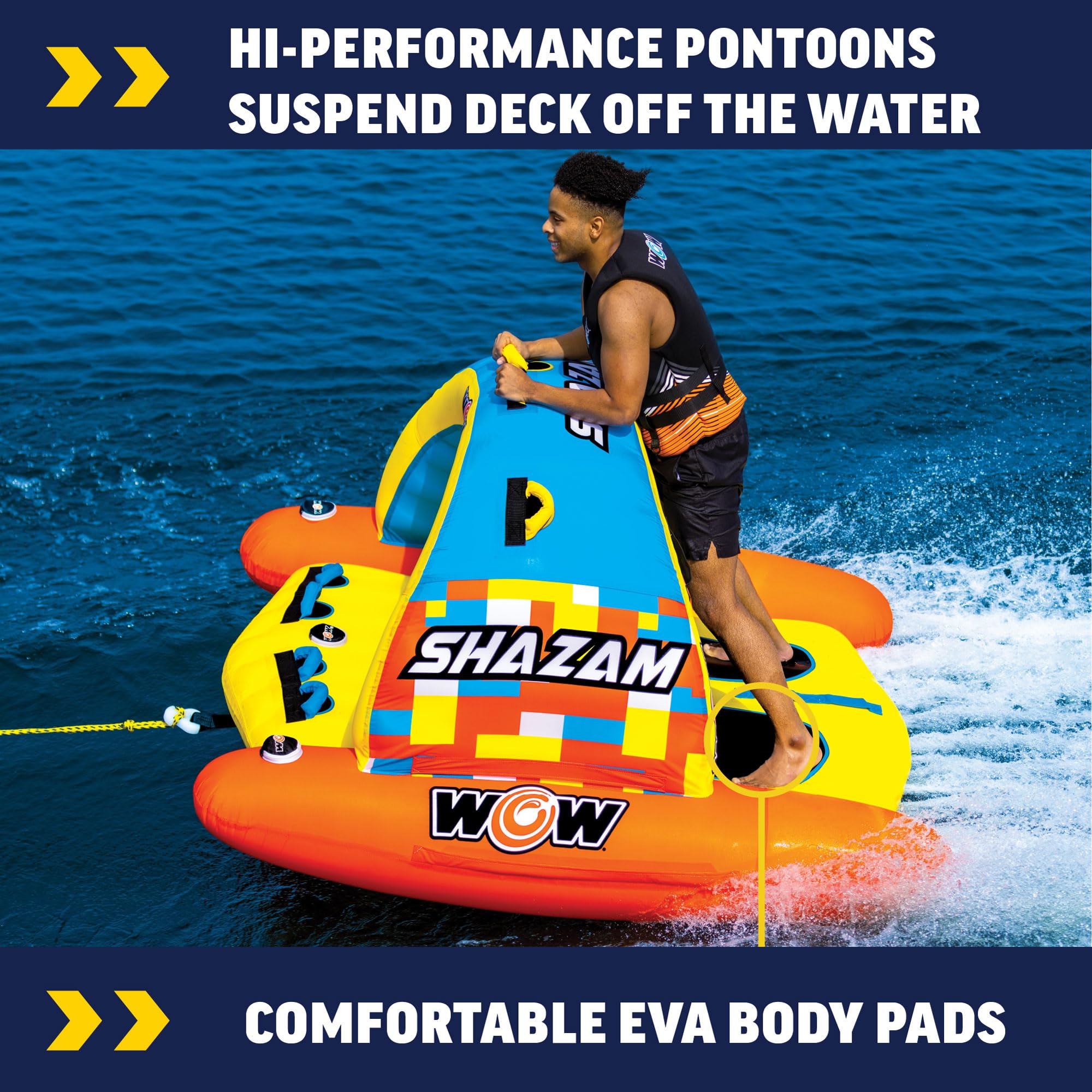 Shazam WOW Sports Towable Tube for Boating - 1 to 2 Person Towable - Standing Boating Tubes