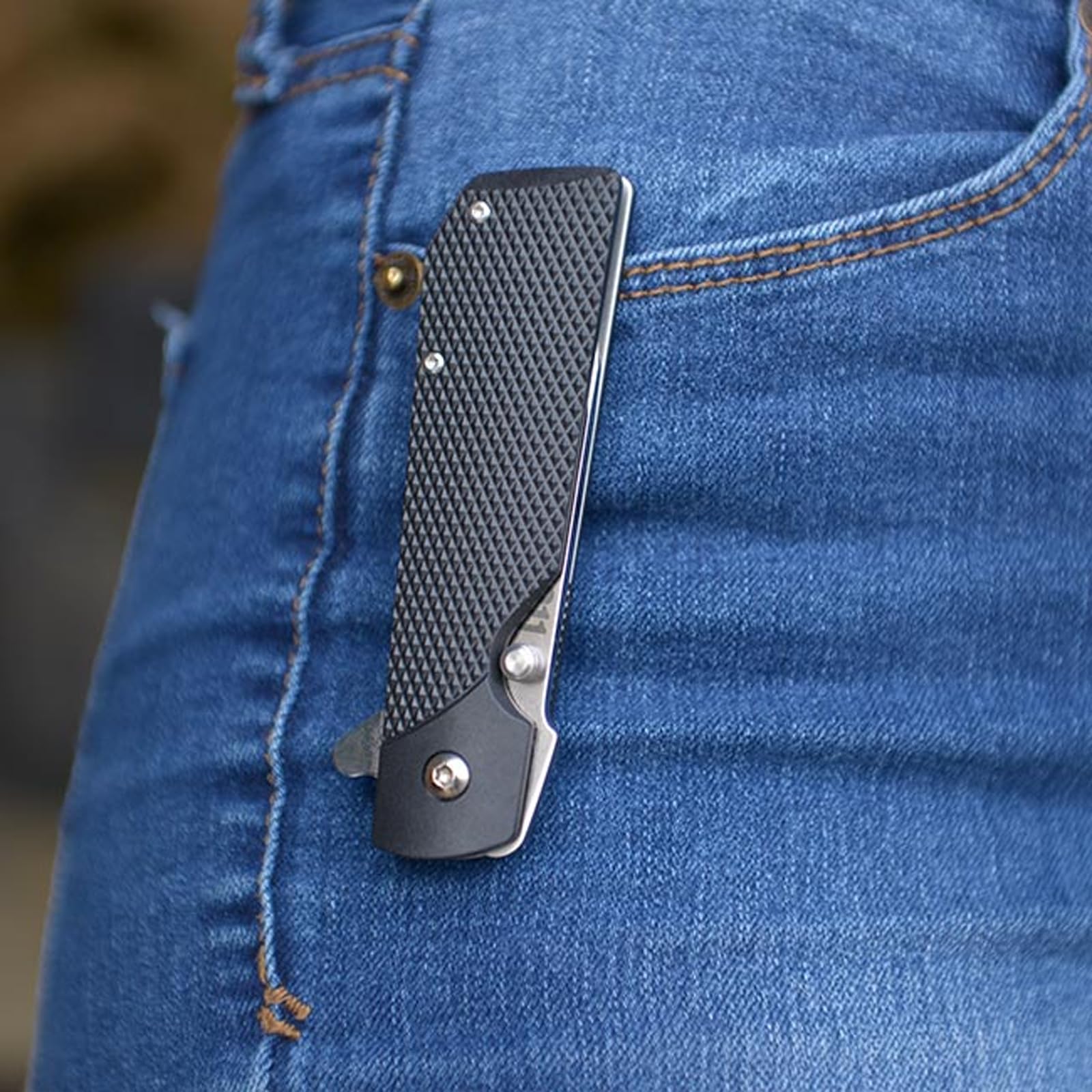 1911 Cold Steel Folding Knife with Liner Lock, Checkered Griv-Ex Handle, Ambidextrous Pocket Clip, and Flipper, Silver & Black