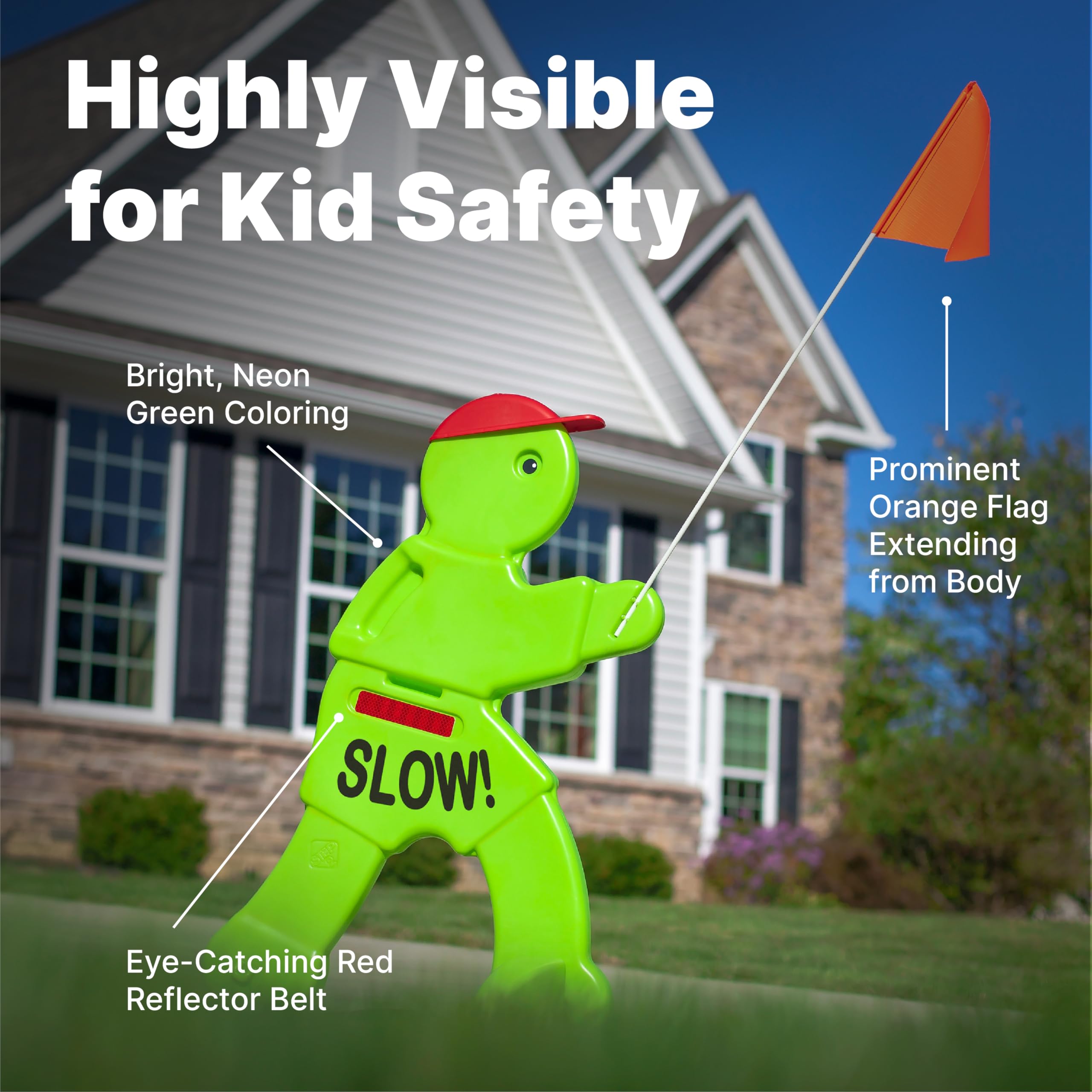 Step2 Kid Alert Safety Sign Street, Kids at Play Signage for Neighborhood Safety, 32-Inch Tall Reflective Caution Sign with Warning Flag