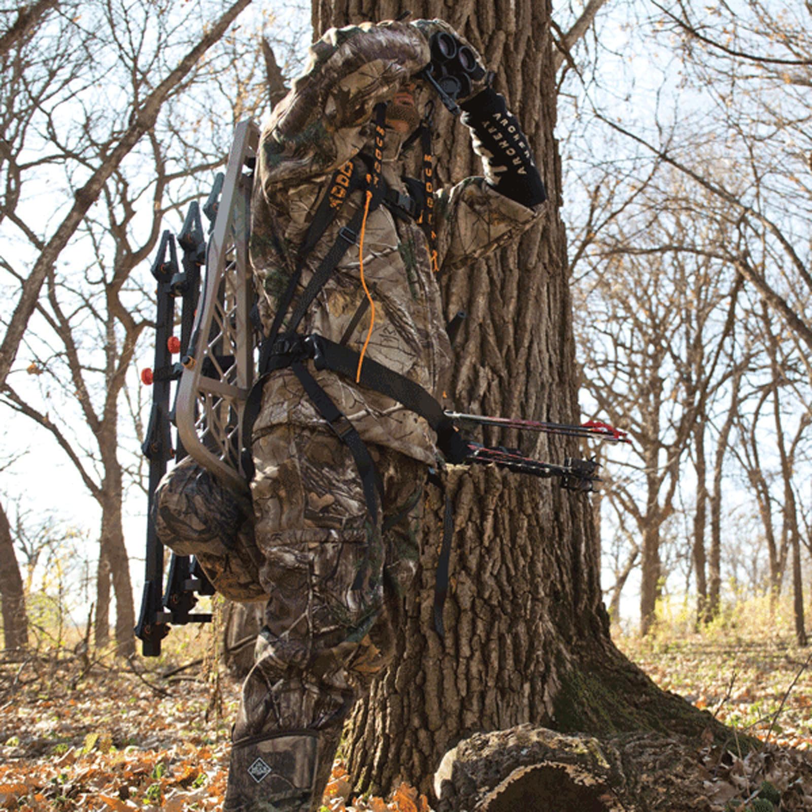 Safeguard Youth Combo MUDDY Harness, Lineman's Rope, Tree Strap, Suspension Relief Strap, & Carabiner Super Light Easy-to-Use 360-degree Movement Outdoor Hunting Tree Climbing Gear