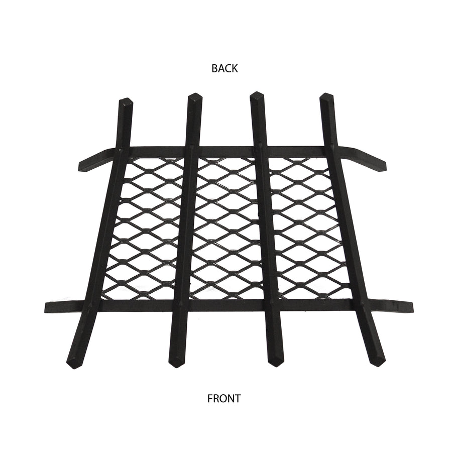 1/2" Solid Steel Pleasant Hearth Fireplace Grates With Ember Retainer, Black, 18-Inch