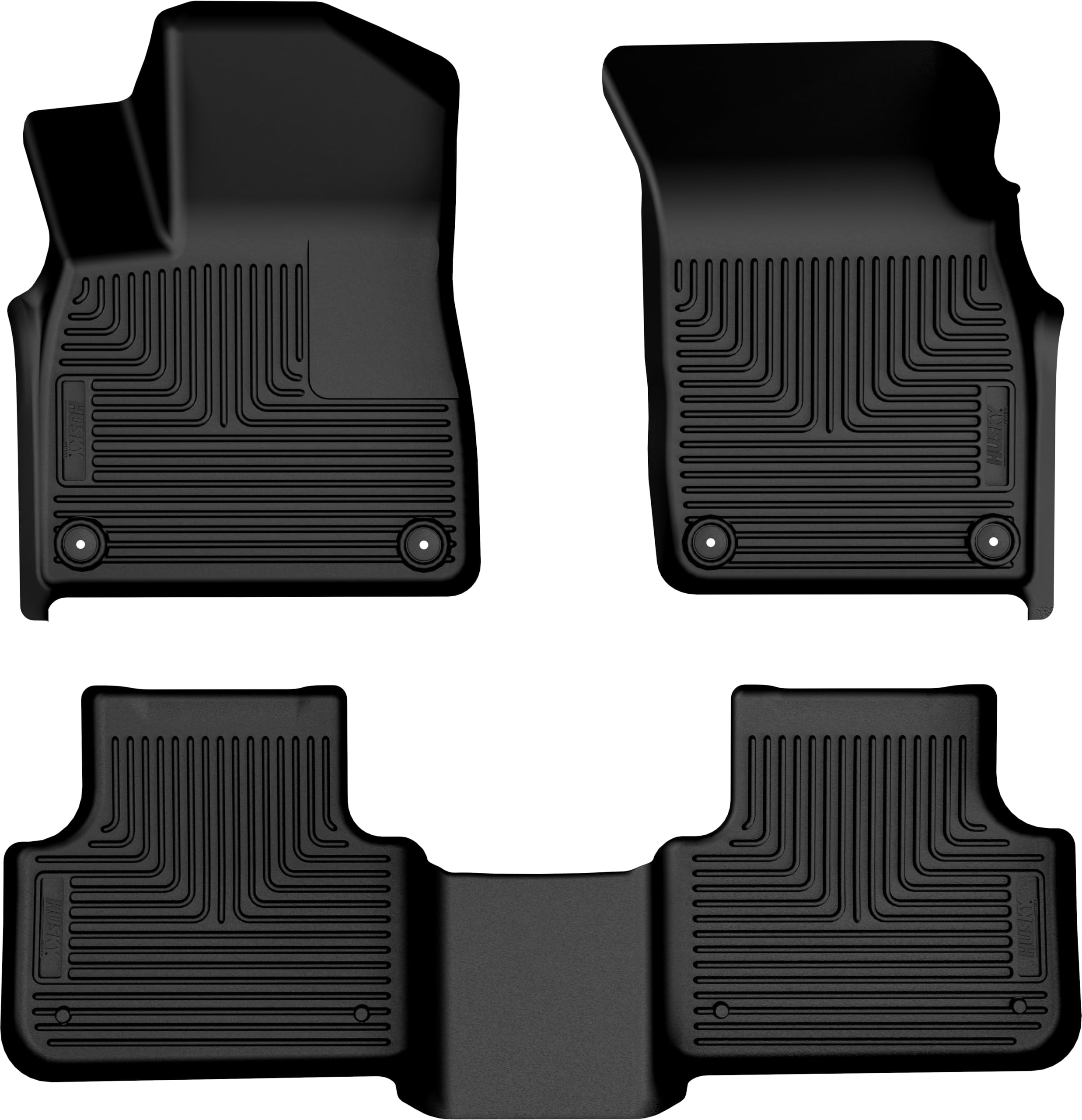 Husky Liners Floor Mats Weatherbeater | Fits 2018-2025 Audi Q7 | Front & 2nd Row - Black, 3-pc | 95931