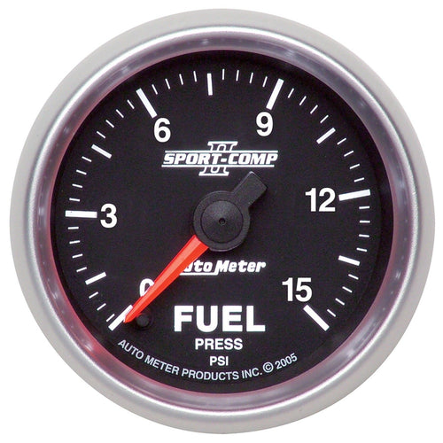 Auto Meter Sport-Comp II 2-1/16" 0-15 PSI Full Sweep Electric Fuel Pressure Gauge 3661